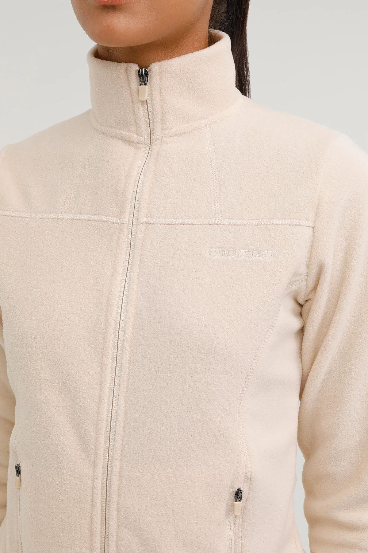 Lumberjack W-Sn158 Basic Polar Pocket Cardi 2 Kadın Beyaz Polar