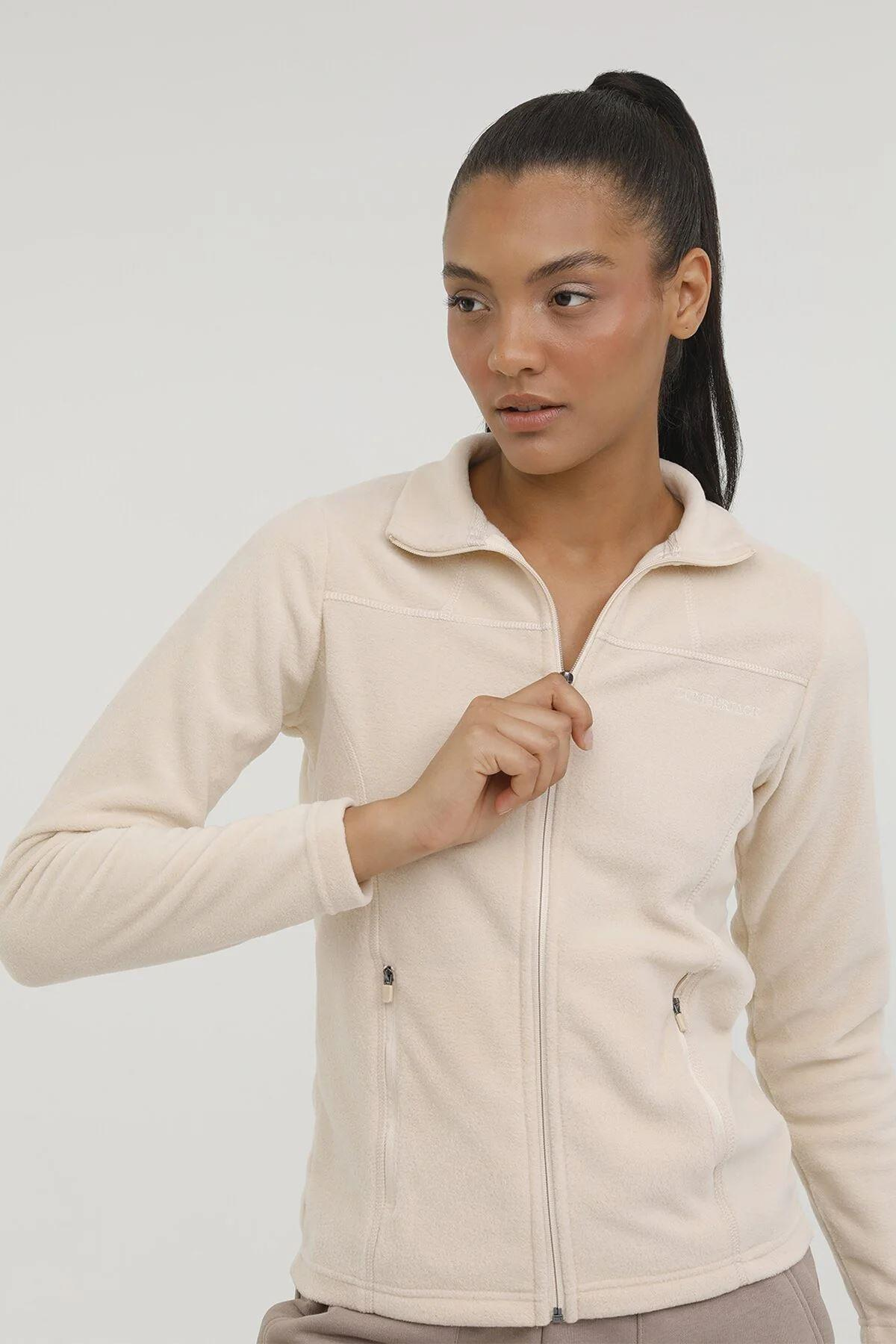 Lumberjack W-Sn158 Basic Polar Pocket Cardi 2 Kadın Beyaz Polar