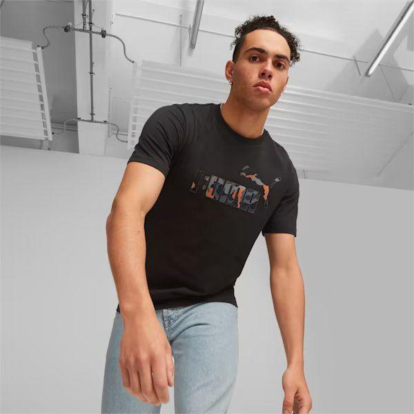 Puma Ess Camo Graphic Tee Erkek Turuncu Bisiklet Yaka Tshirt