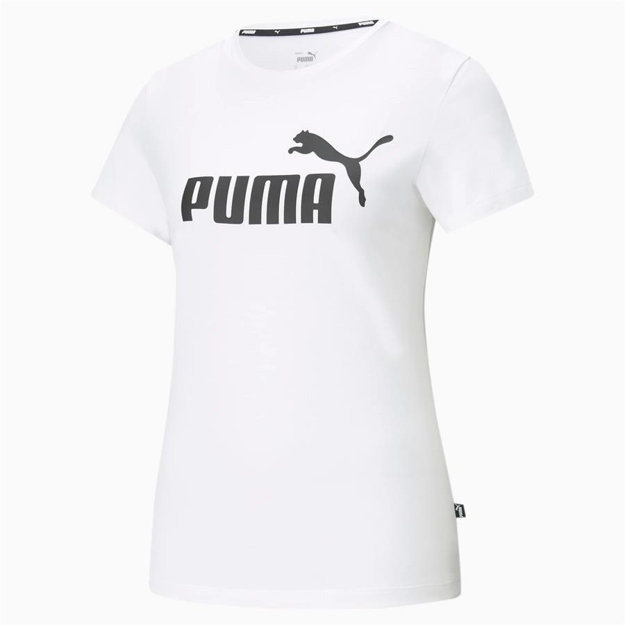 Puma Ess Logo Tee Kadın Beyaz Bisiklet Yaka Tshirt