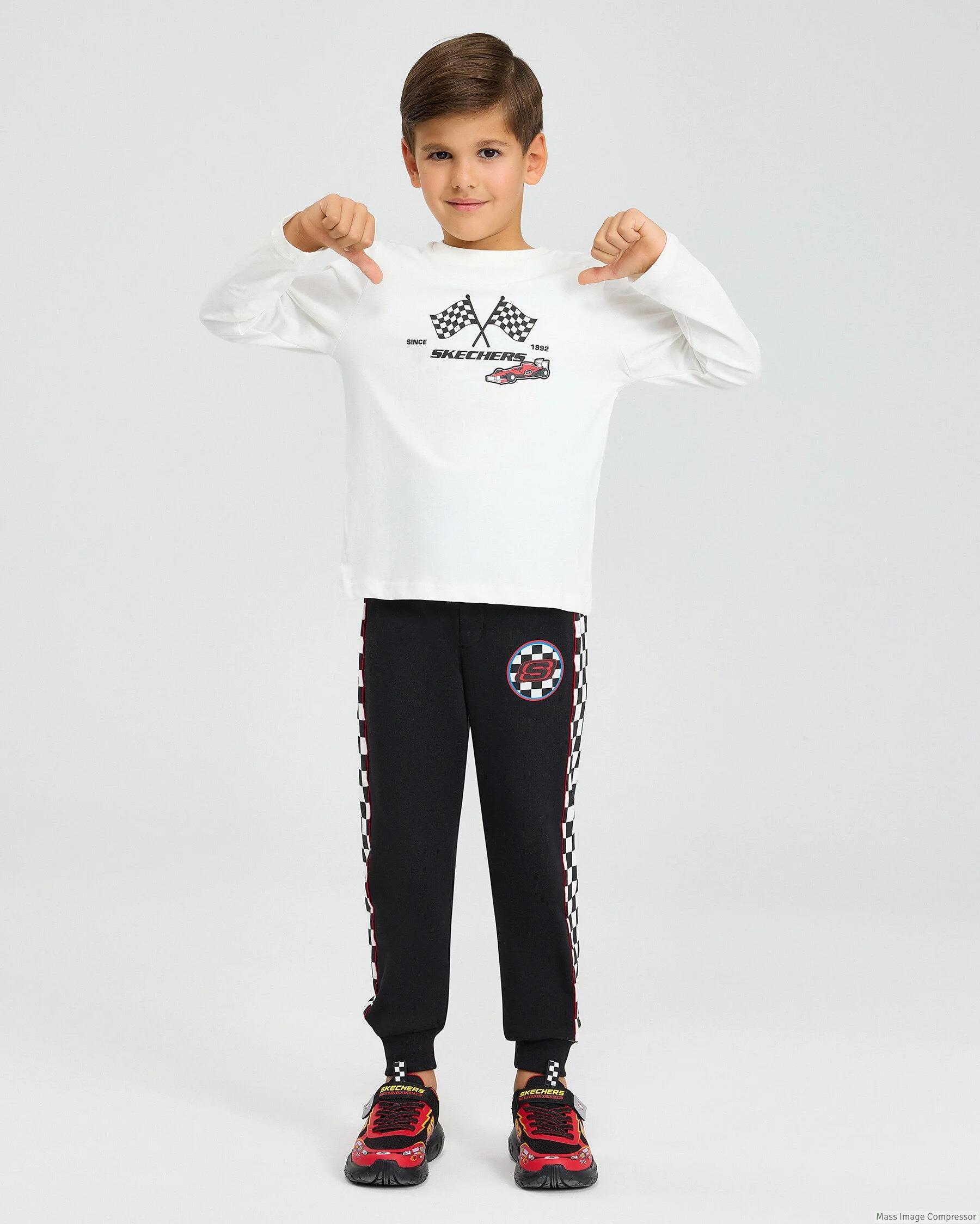 Skechers B Graphic Tee Long Sleeve T-Shirt Erkek Çocuk  Bisiklet Yaka Tshirt