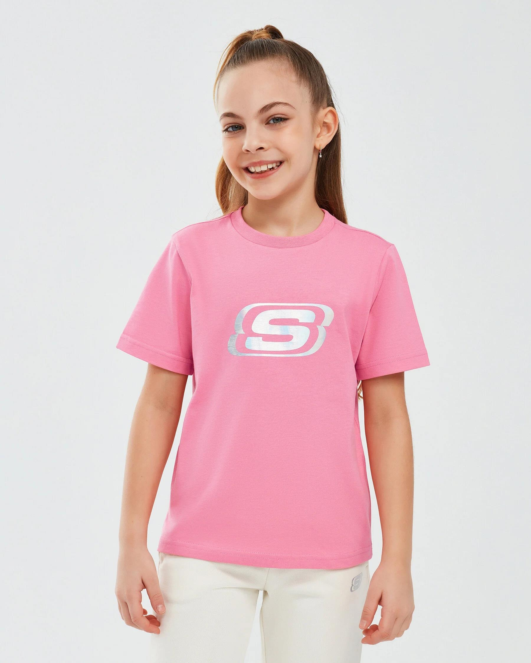 Skechers Essential G Short Sleeve  T-Shirt Kız Çocuk  Bisiklet Yaka Tshirt