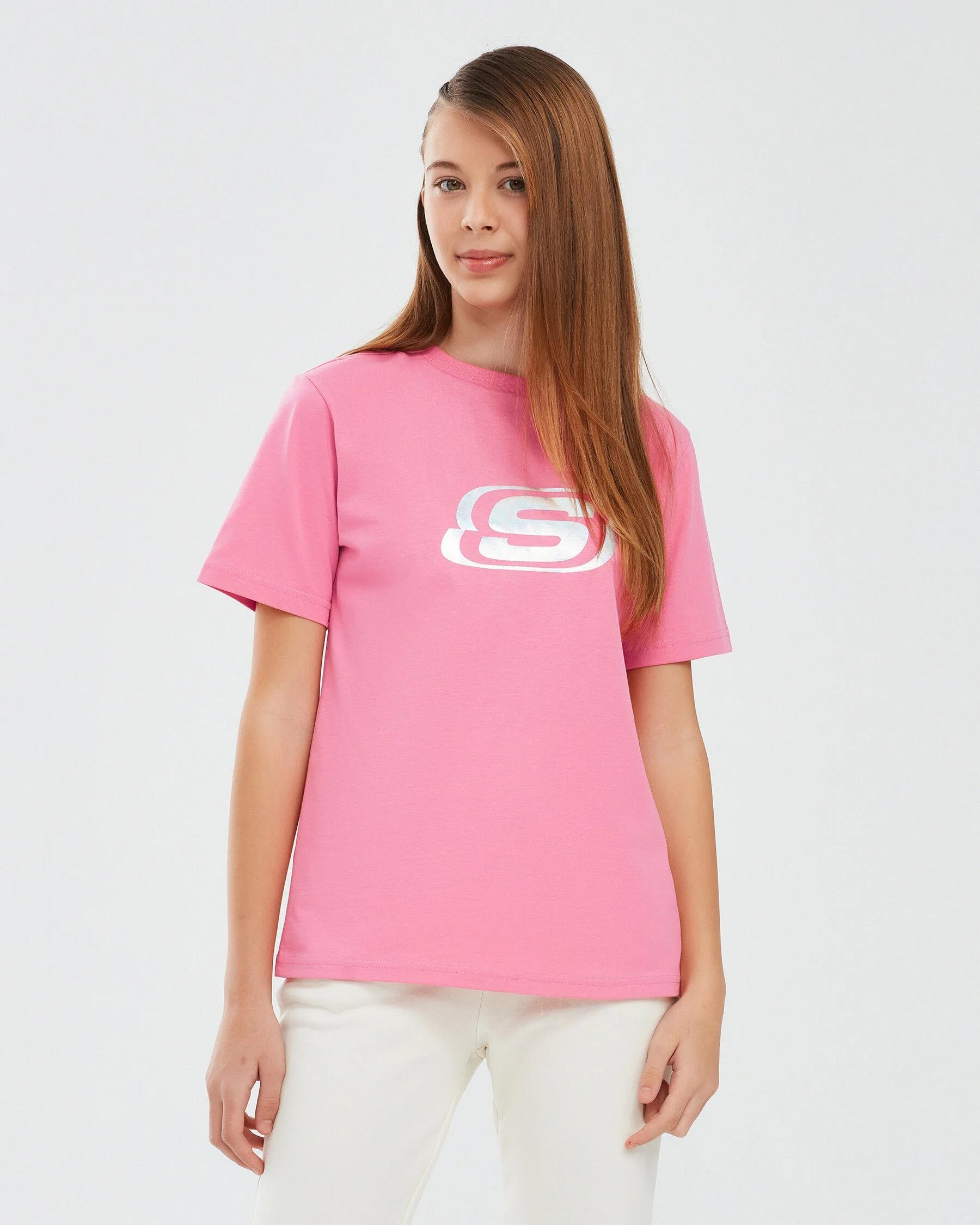 Skechers Essential G Short Sleeve  T-Shirt Kız Çocuk  Bisiklet Yaka Tshirt
