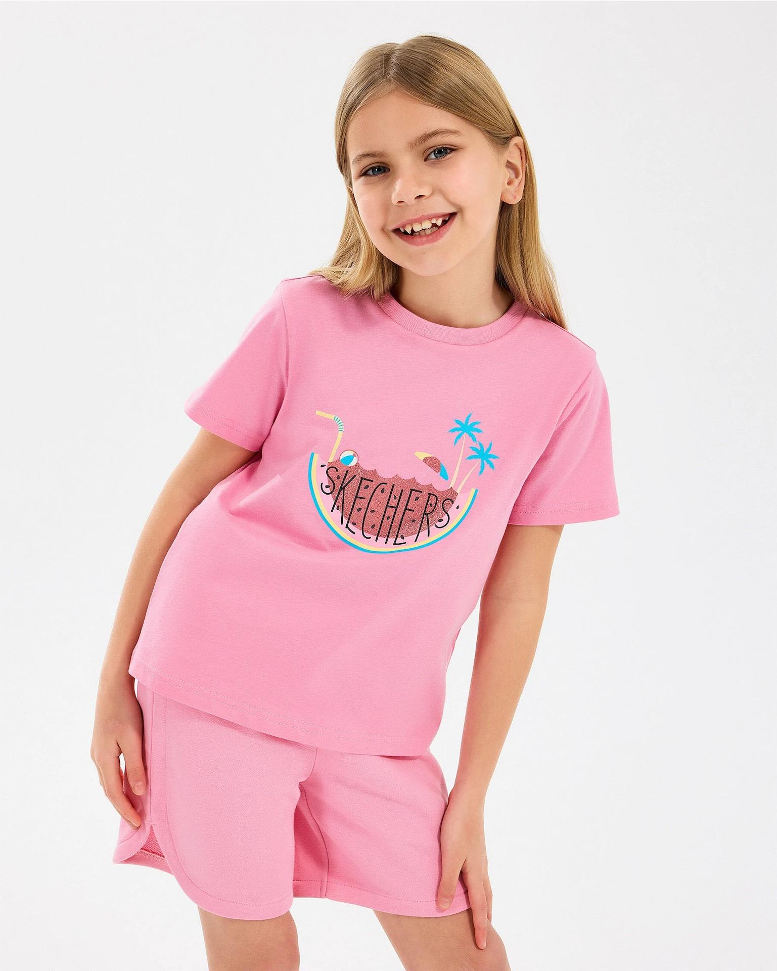Skechers G Graphıc Tee T-Shirt Kız Çocuk  Bisiklet Yaka Tshirt