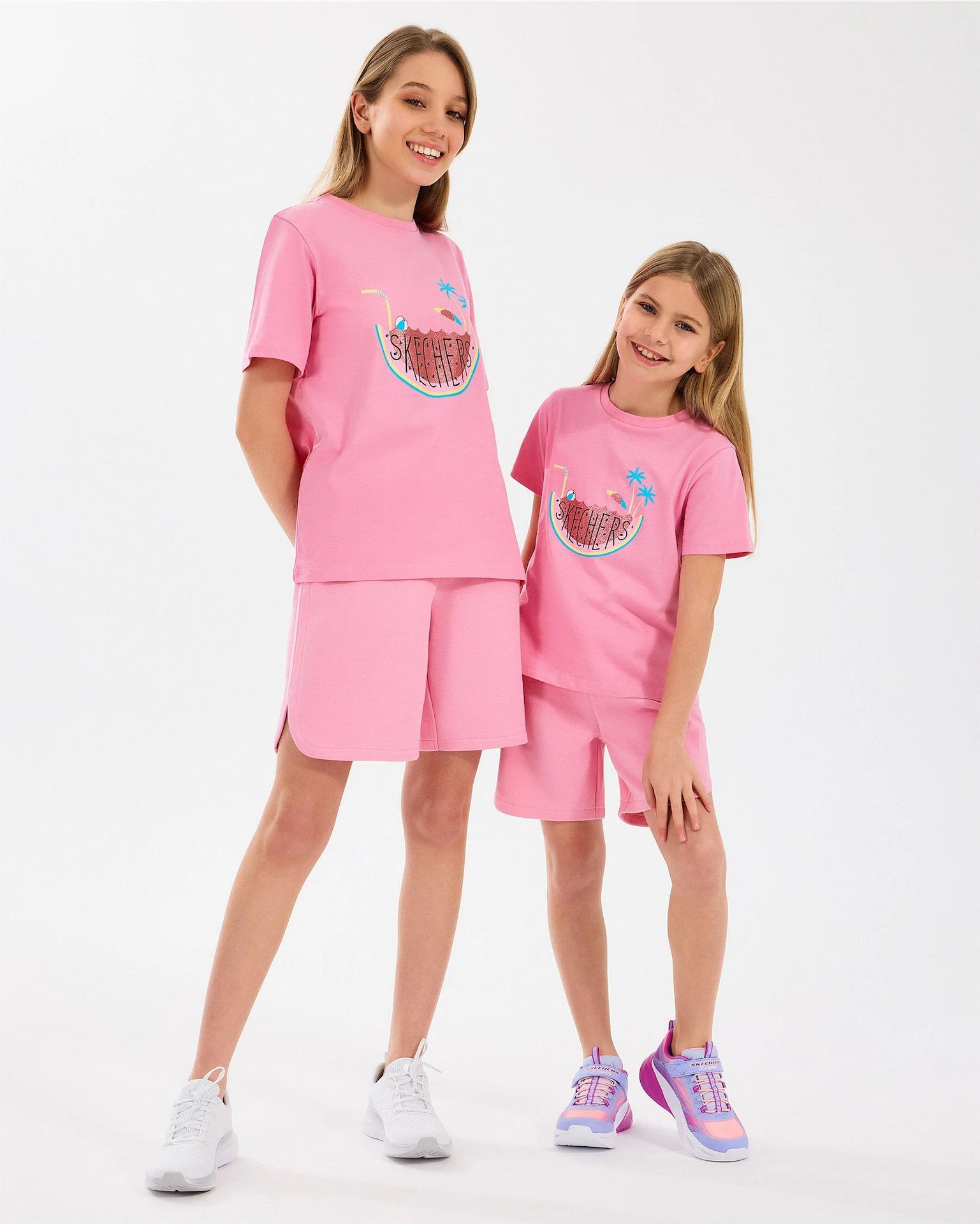 Skechers G Graphıc Tee T-Shirt Kız Çocuk  Bisiklet Yaka Tshirt