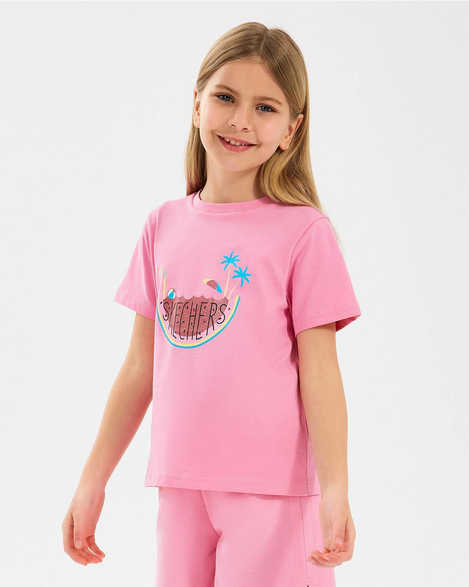 Skechers G Graphıc Tee T-Shirt Kız Çocuk  Bisiklet Yaka Tshirt