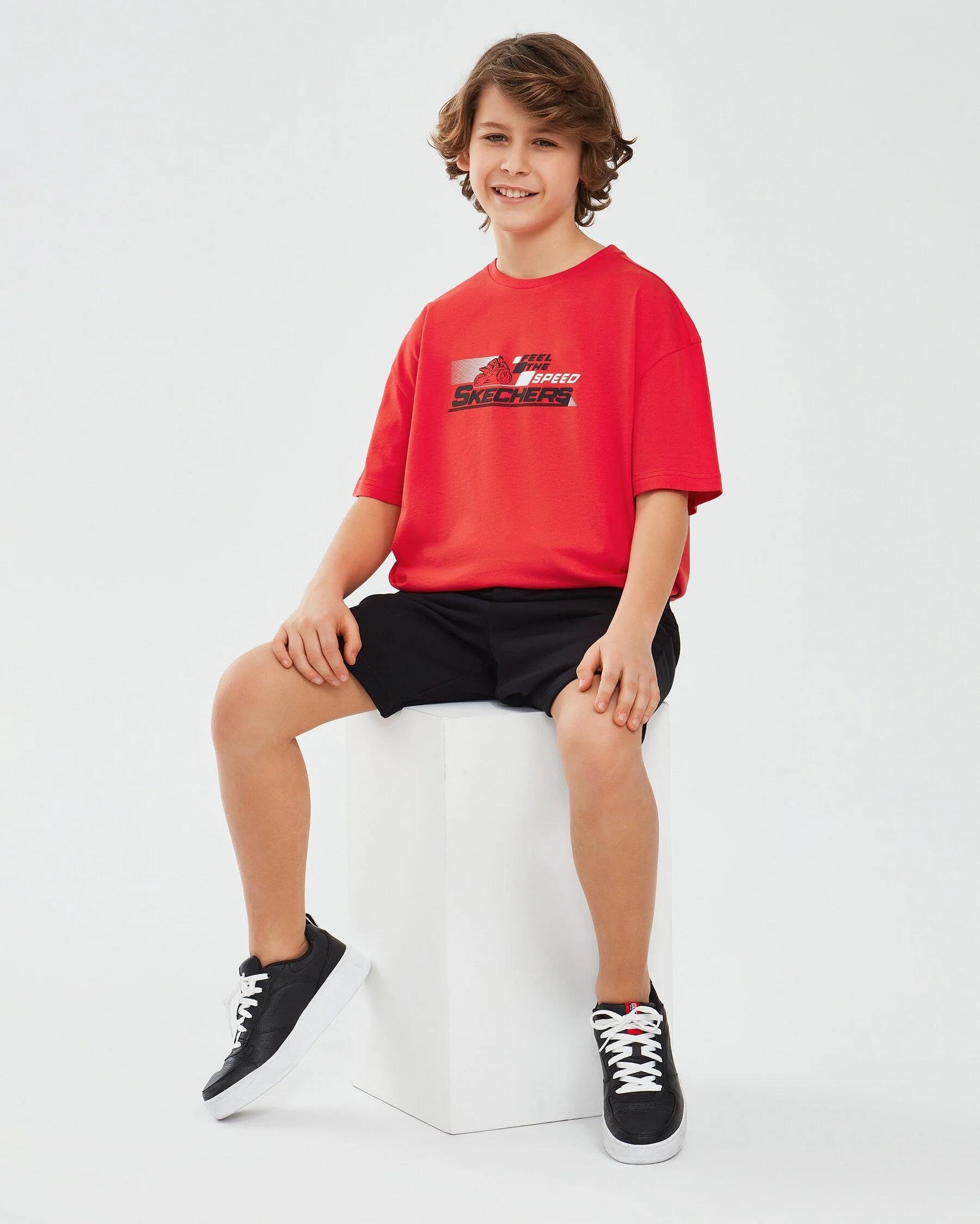 Skechers Graphic Tee B Short Sleeve Erkek Çocuk  Bisiklet Yaka Tshirt