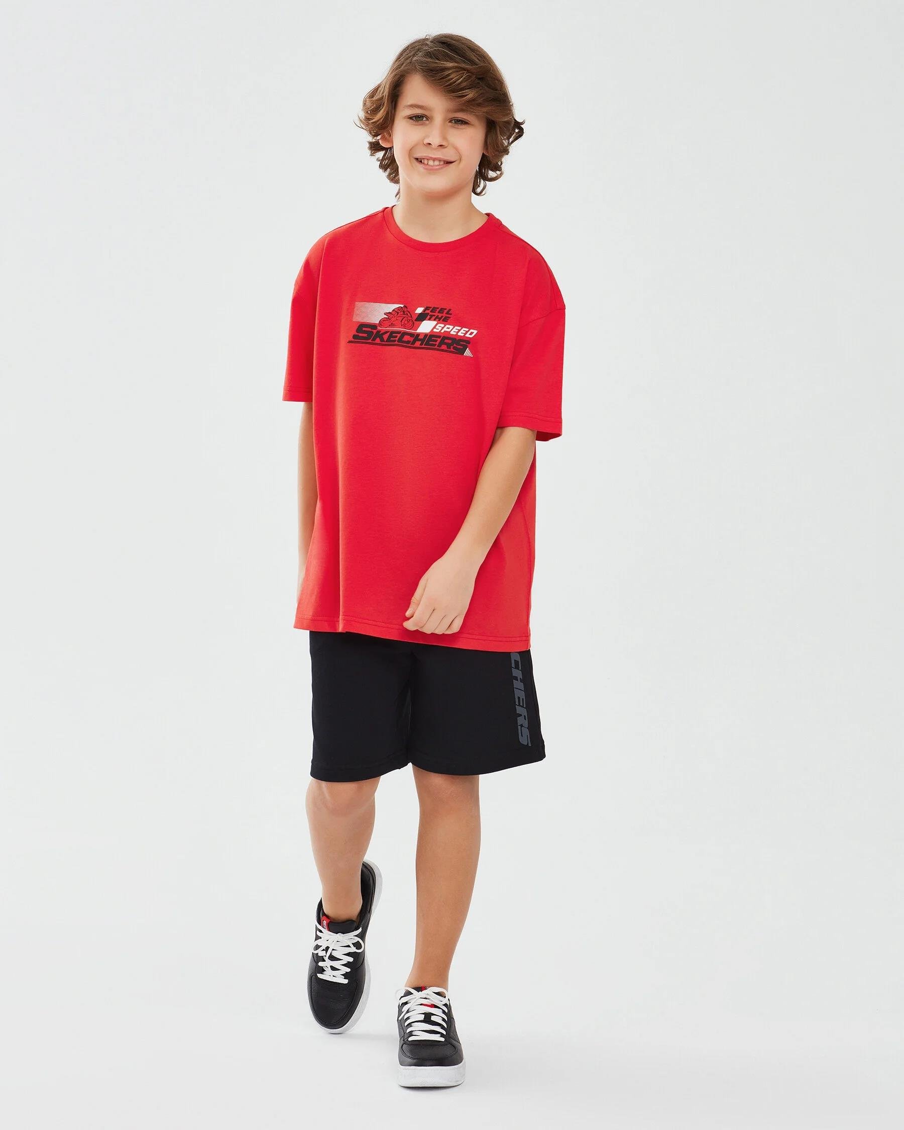 Skechers Graphic Tee B Short Sleeve Erkek Çocuk  Bisiklet Yaka Tshirt