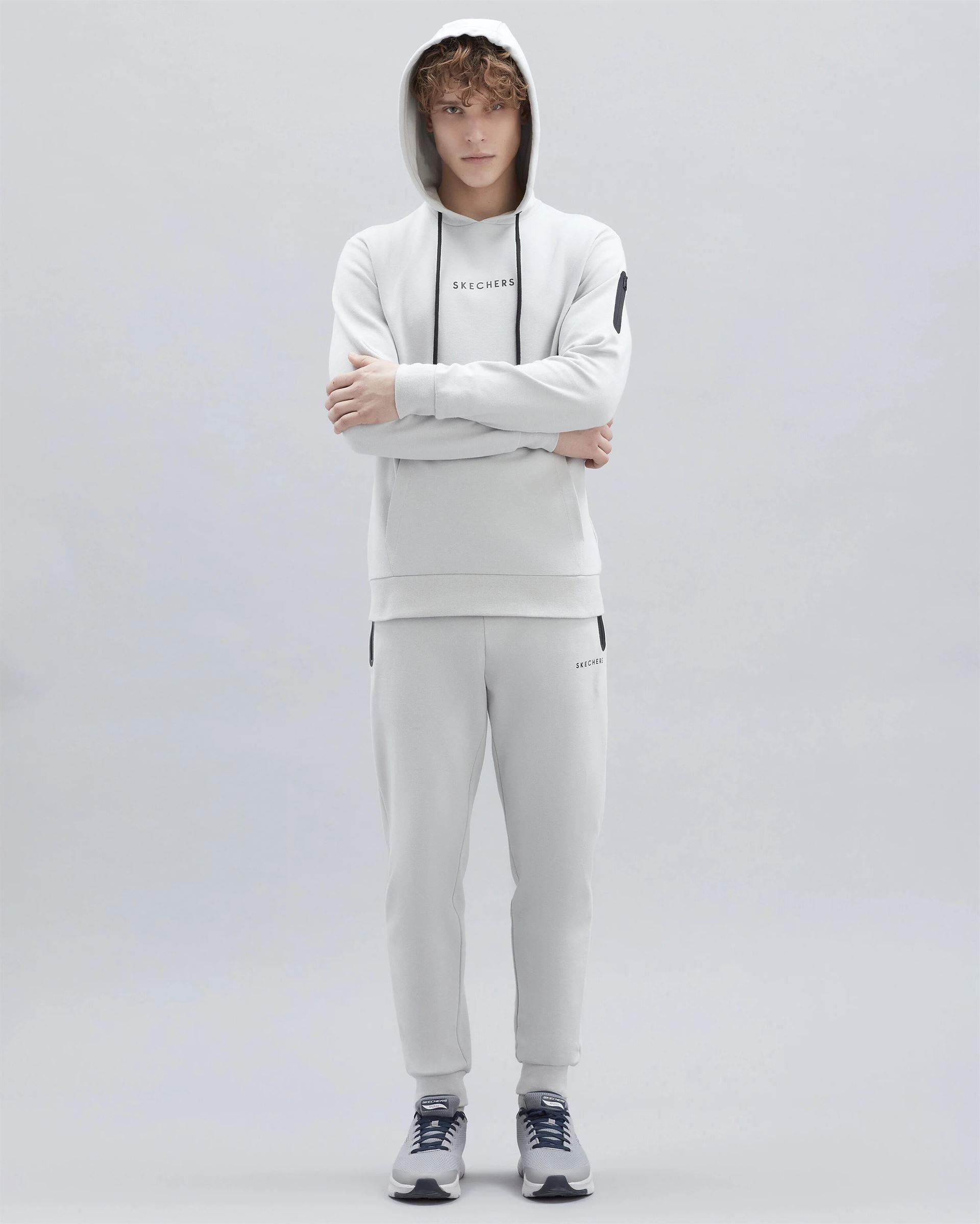Skechers M 2Xİ-Lock Arm Zipped Hoodie Erkek Beyaz Kapşonlu Sweat