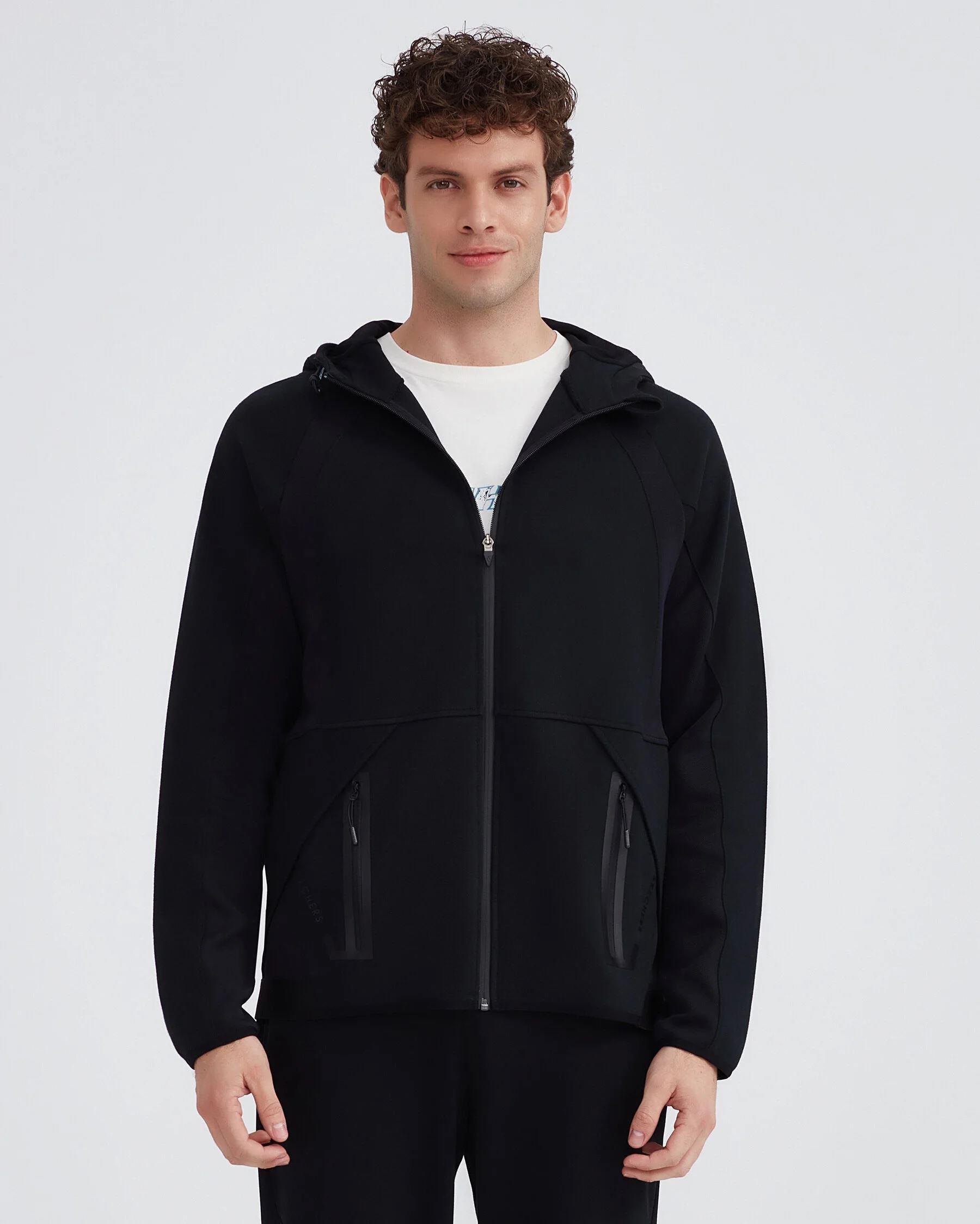 Skechers M 2XI-Lock Full Zip Hoodie Sweatshirt Erkek Siyah Tam Fermuarlı Sweat