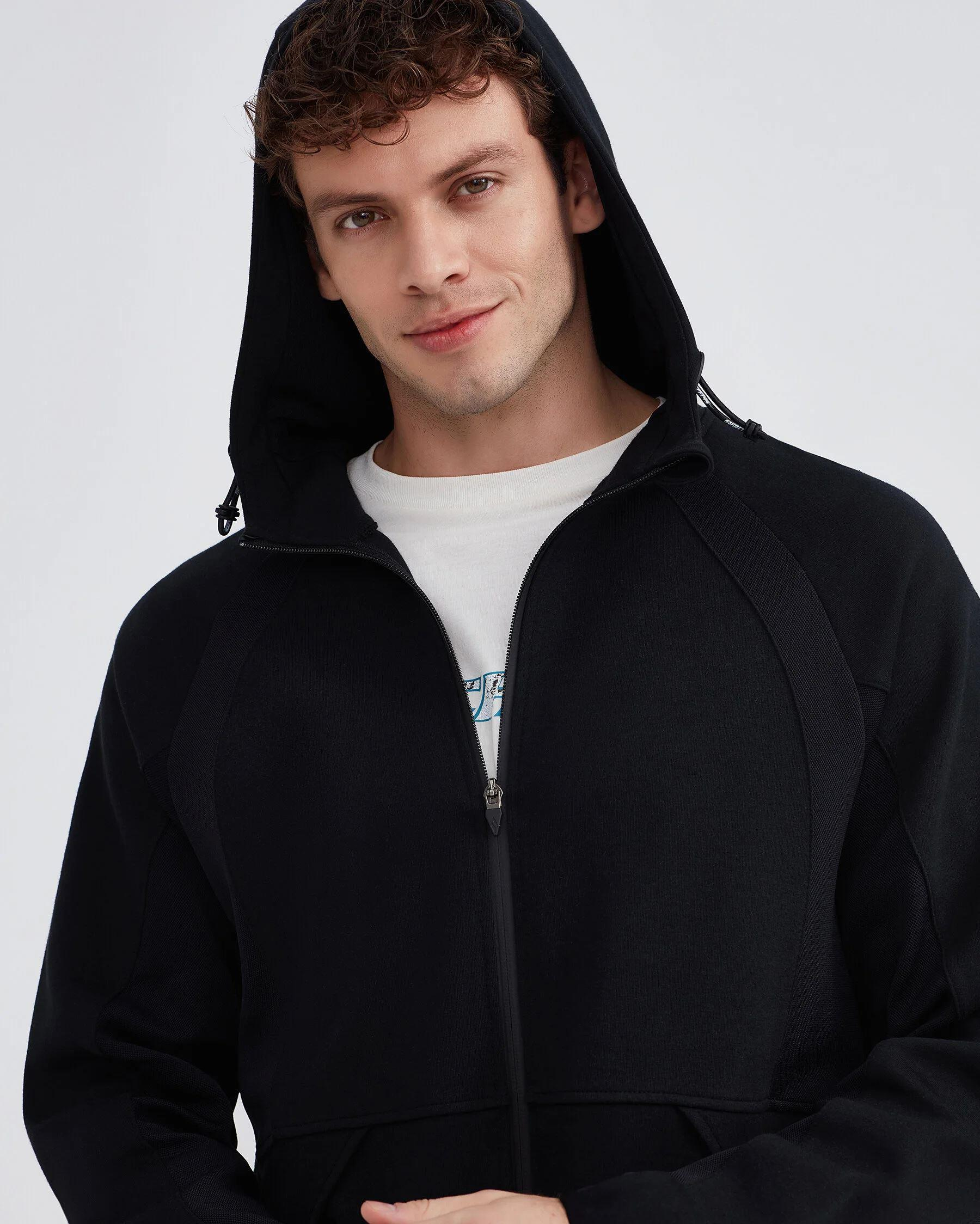 Skechers M 2XI-Lock Full Zip Hoodie Sweatshirt Erkek Siyah Tam Fermuarlı Sweat