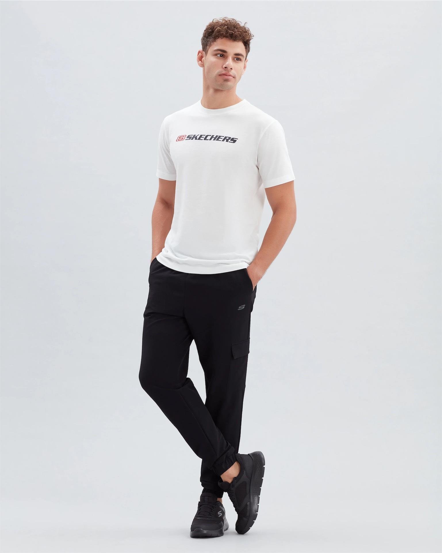Skechers M Big Logo T-Shirt Erkek Beyaz Bisiklet Yaka Tshirt