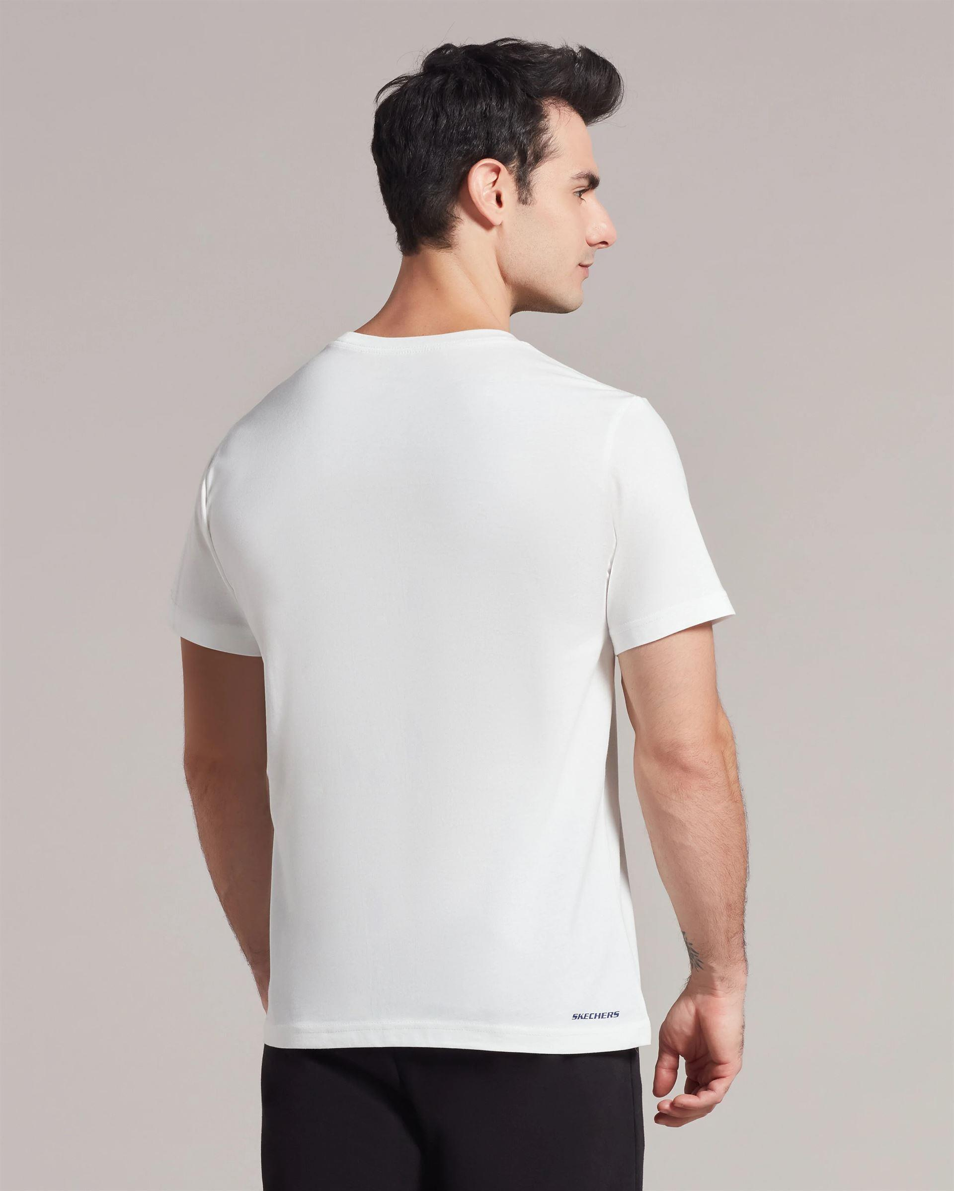 Skechers M Big Logo T-Shirt Erkek Beyaz Bisiklet Yaka Tshirt