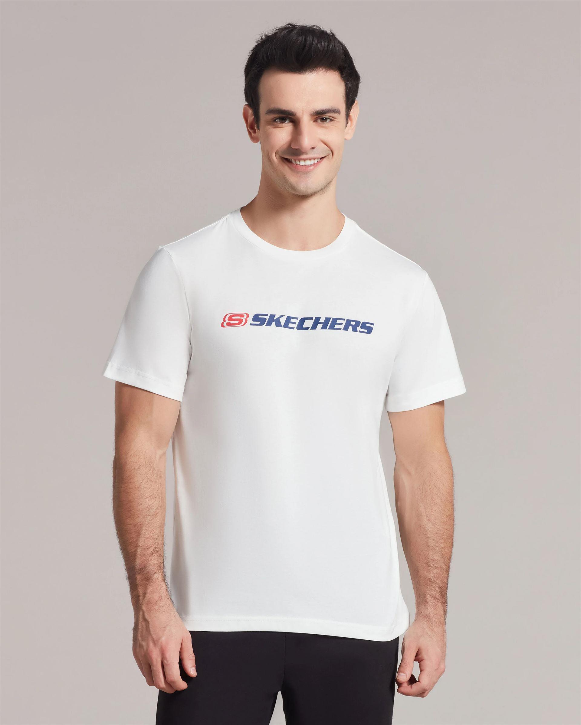 Skechers M Big Logo T-Shirt Erkek Beyaz Bisiklet Yaka Tshirt