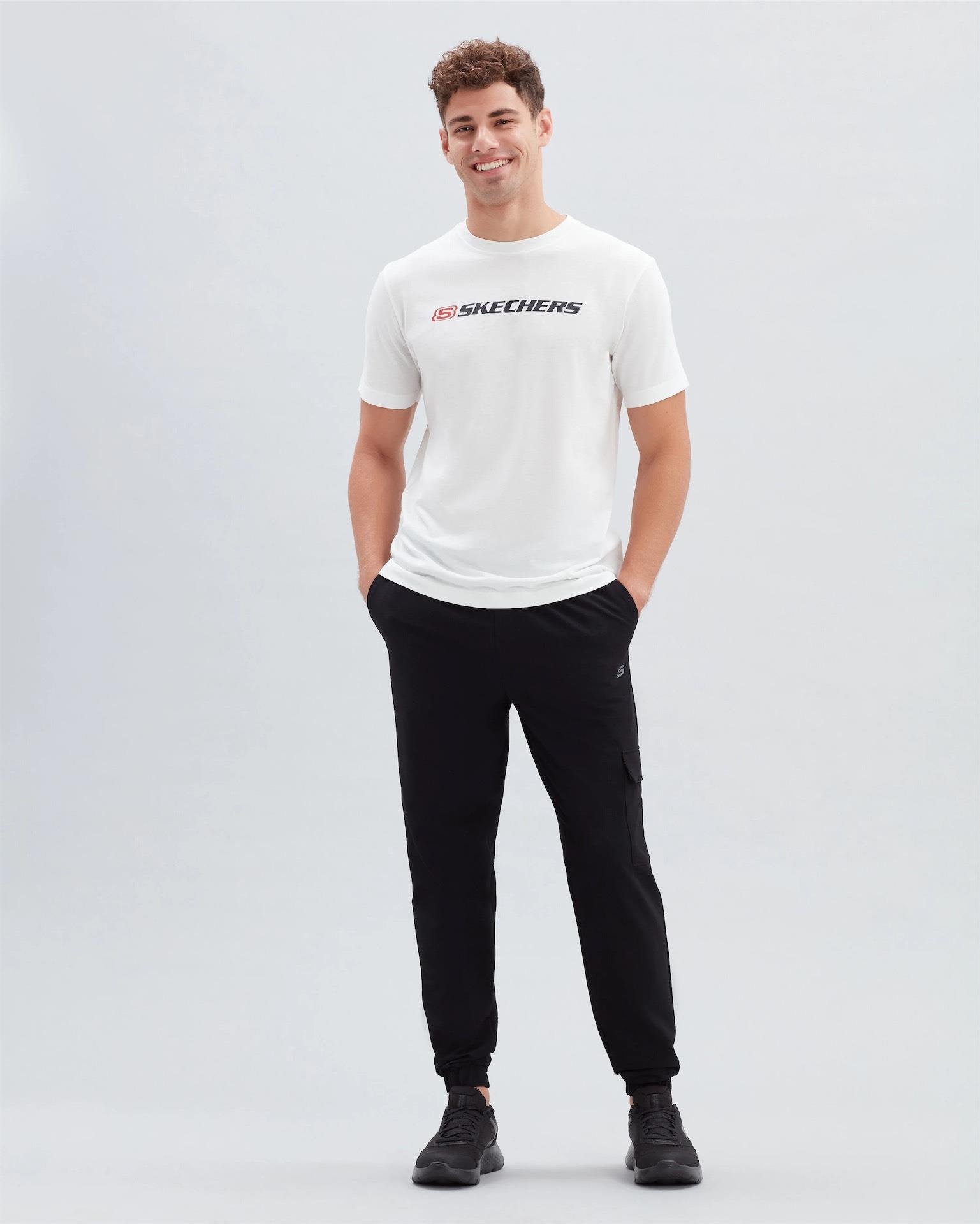 Skechers M Big Logo T-Shirt Erkek Beyaz Bisiklet Yaka Tshirt