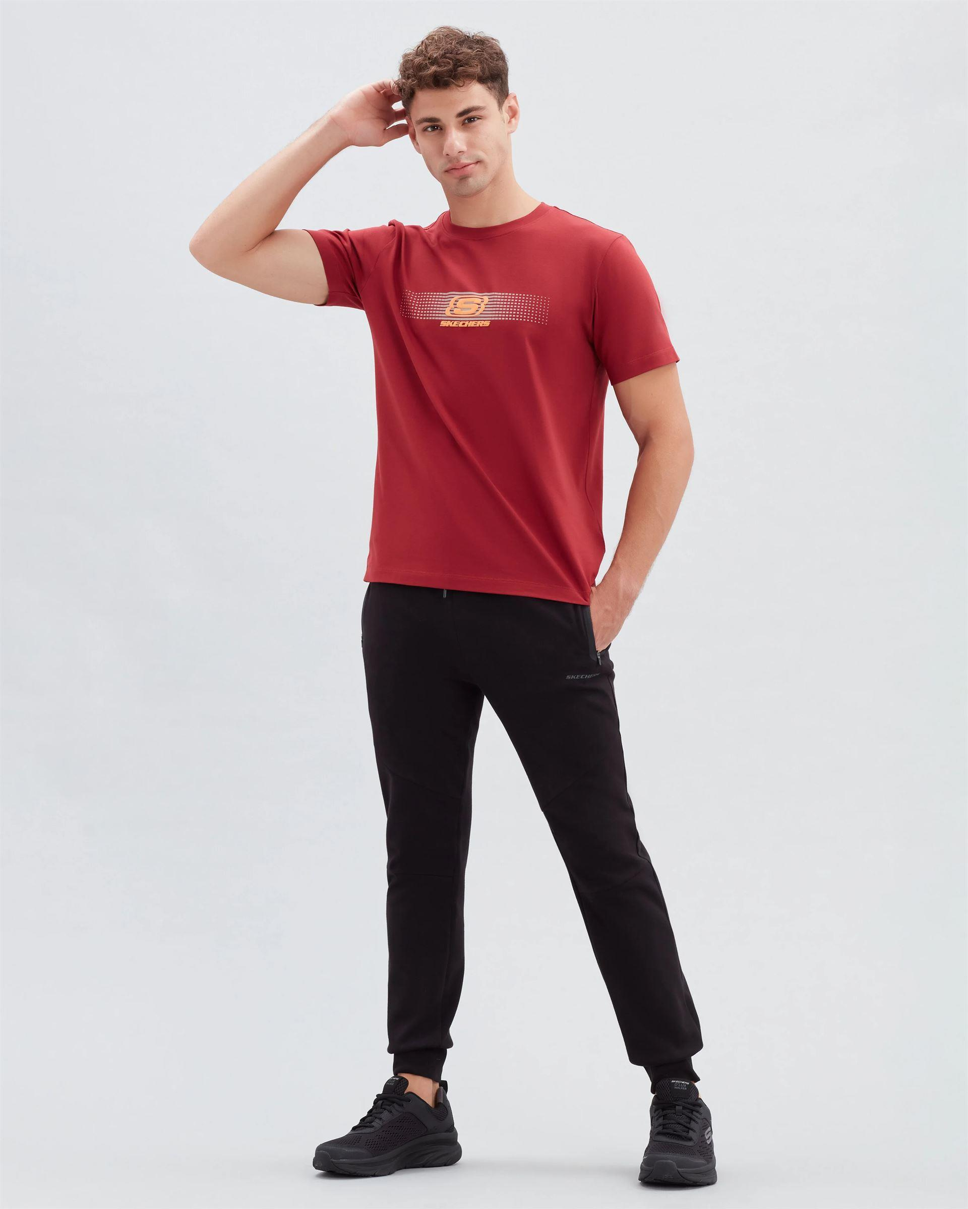 Skechers M Big Logo T-Shirt Erkek Bordo Bisiklet Yaka Tshirt