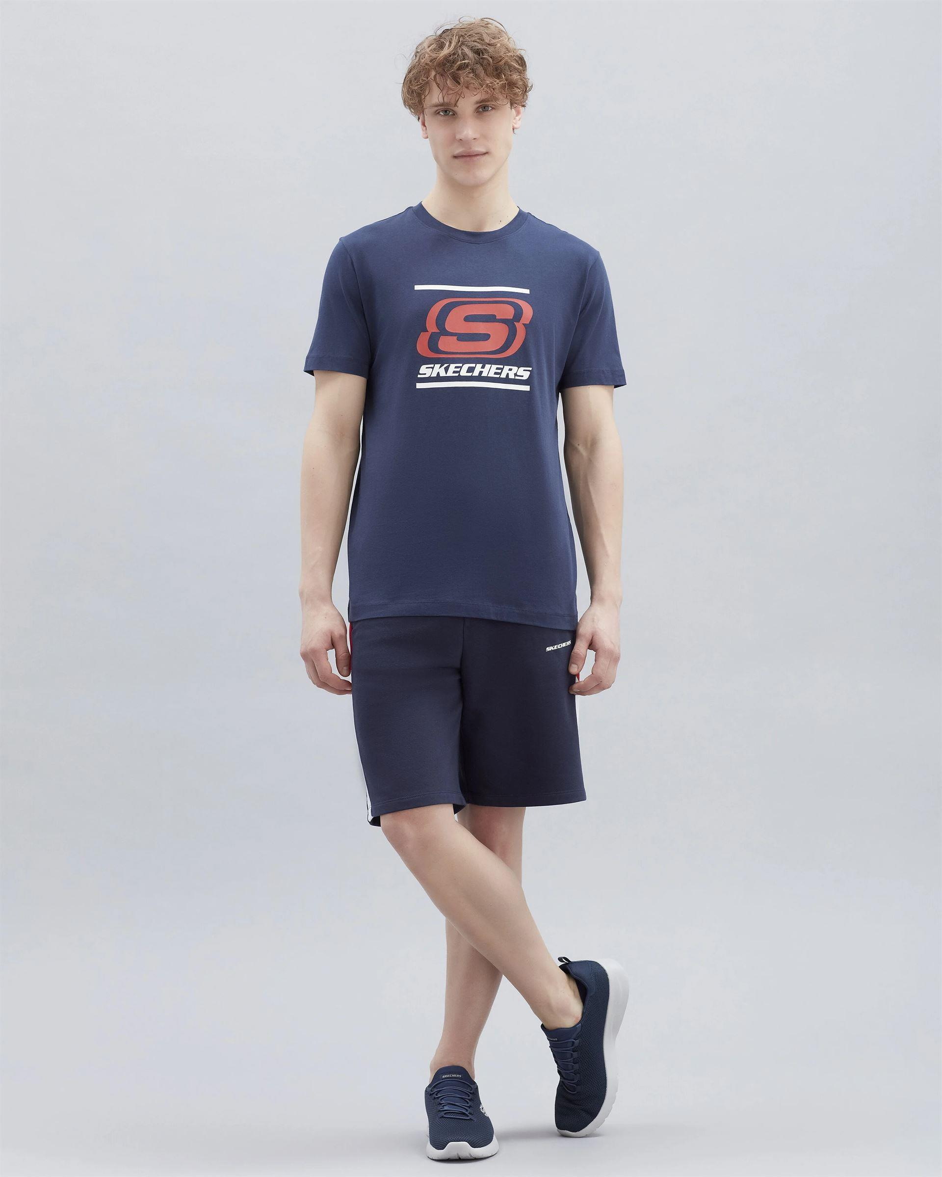 Skechers M Big Logo T-Shirt Erkek Lacivert Bisiklet Yaka Tshirt