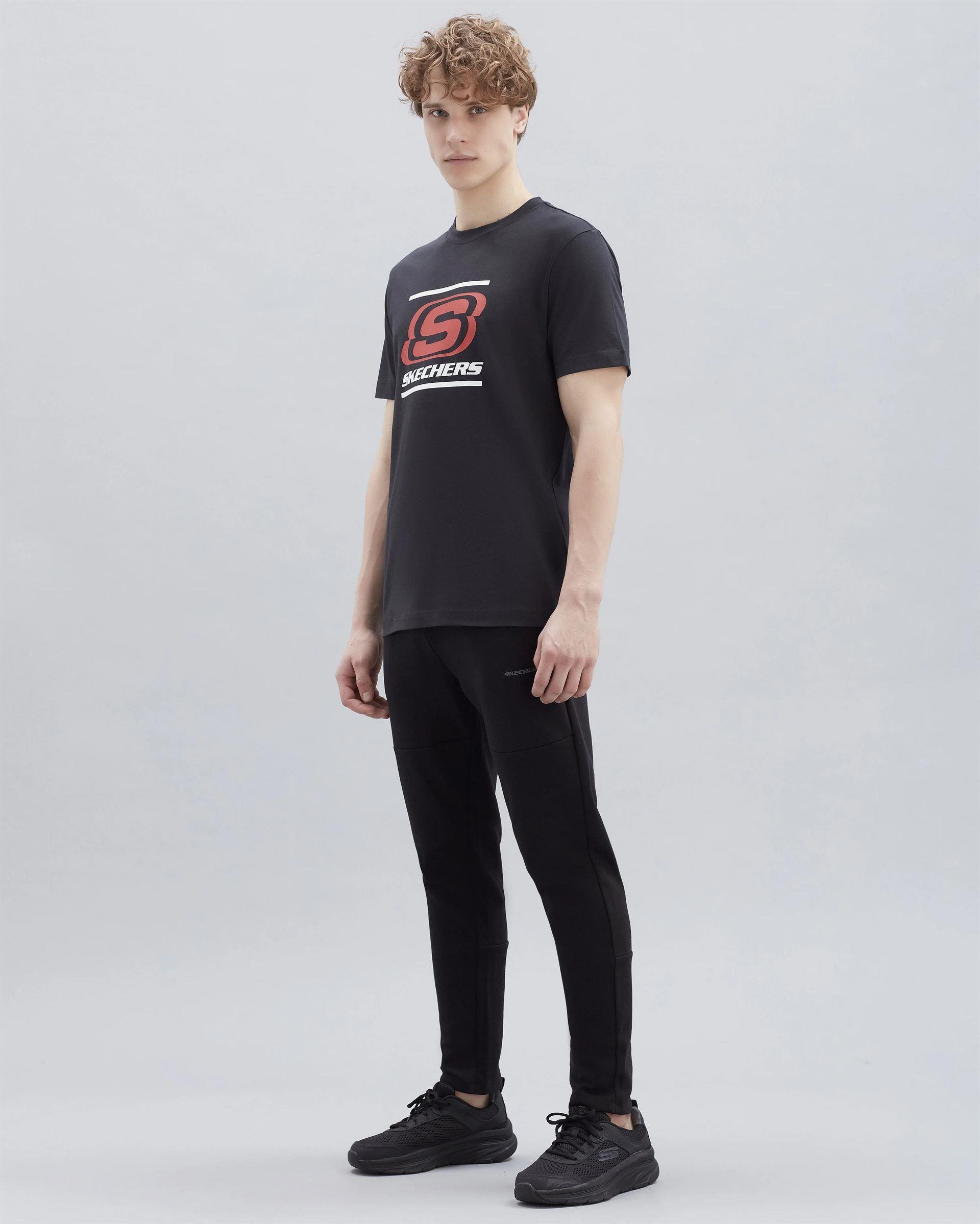 Skechers M Big Logo T-Shirt Erkek Siyah Bisiklet Yaka Tshirt