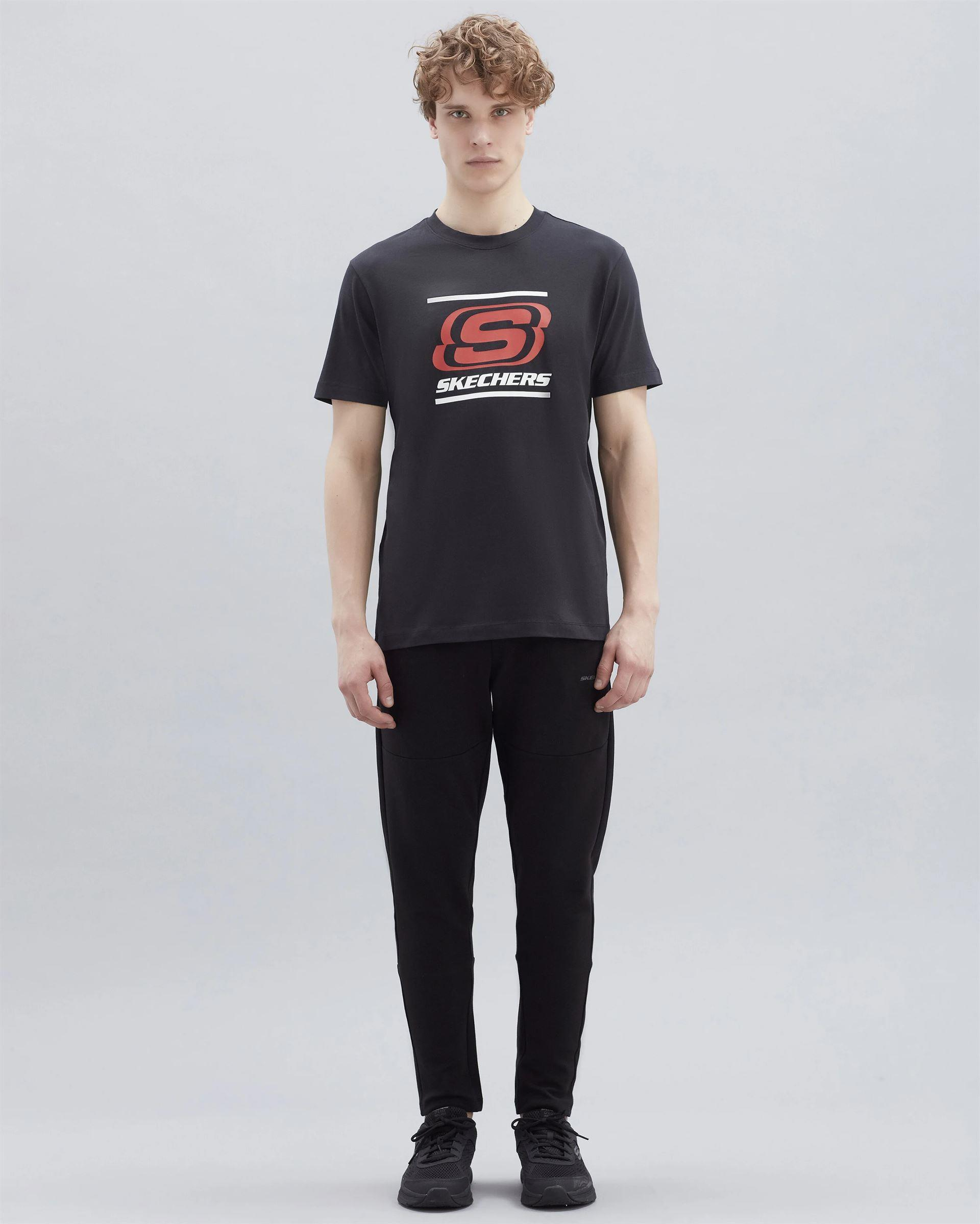 Skechers M Big Logo T-Shirt Erkek Siyah Bisiklet Yaka Tshirt