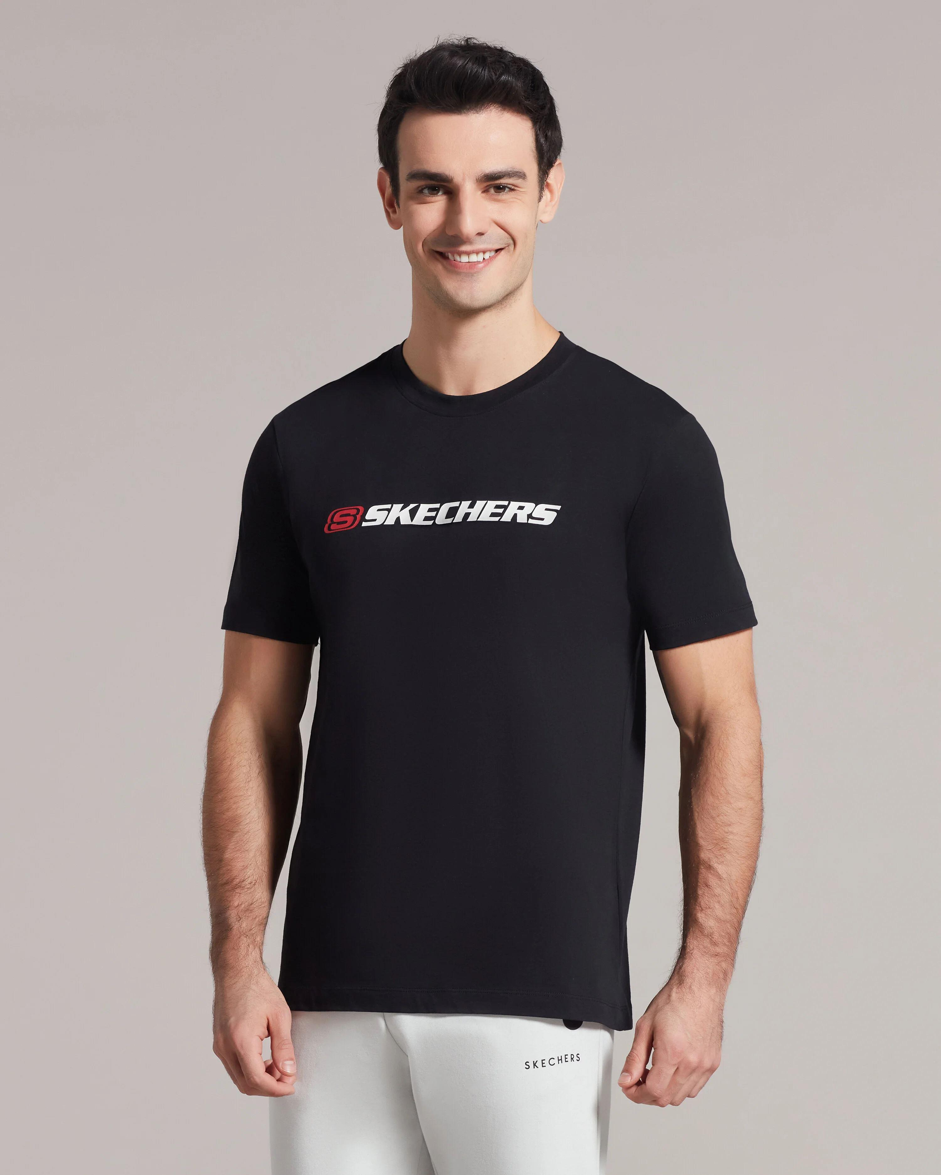 Skechers M Big Logo T-Shirt Erkek Siyah Bisiklet Yaka Tshirt