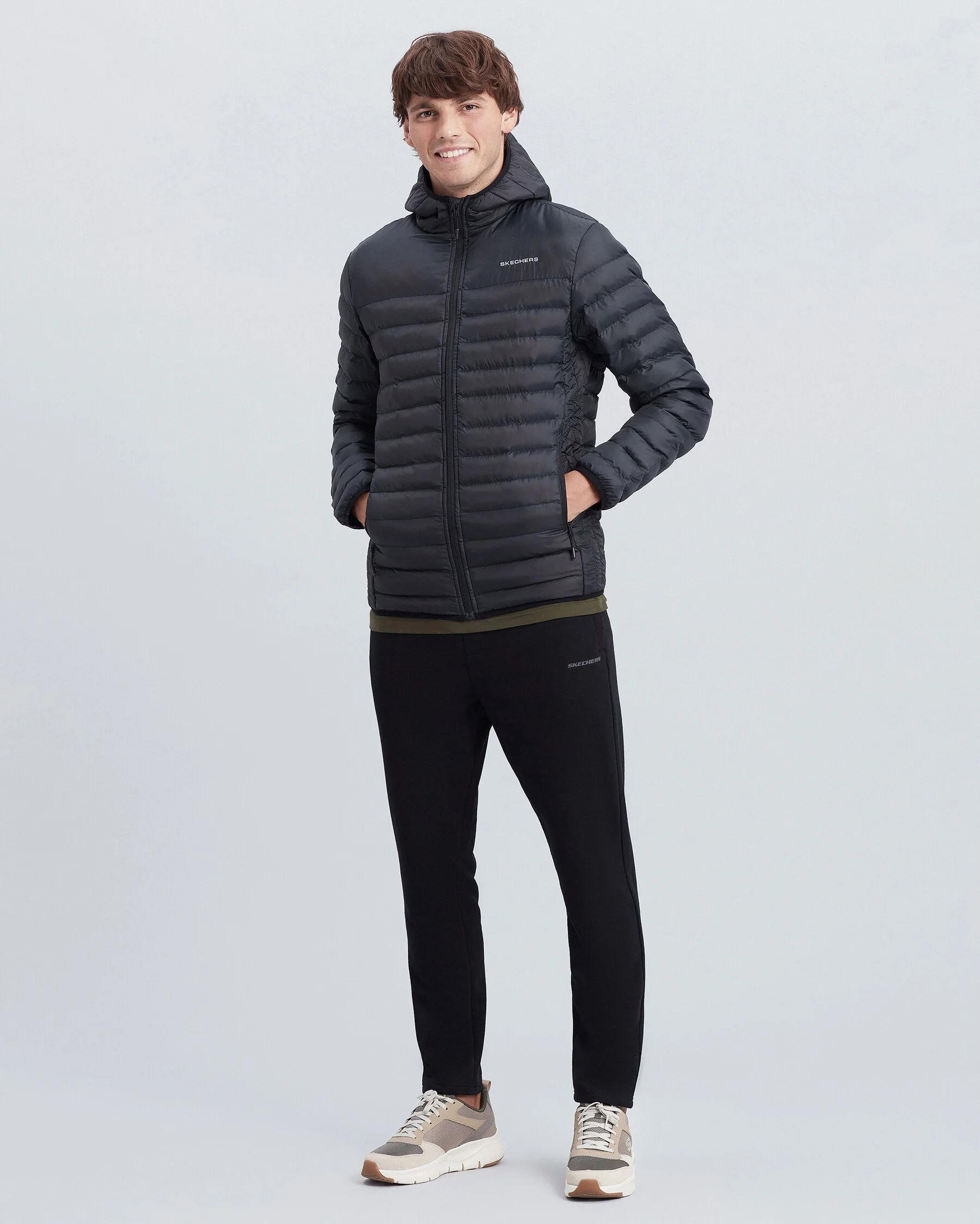 Skechers M Essential Hooded Jacket Erkek Siyah Mont