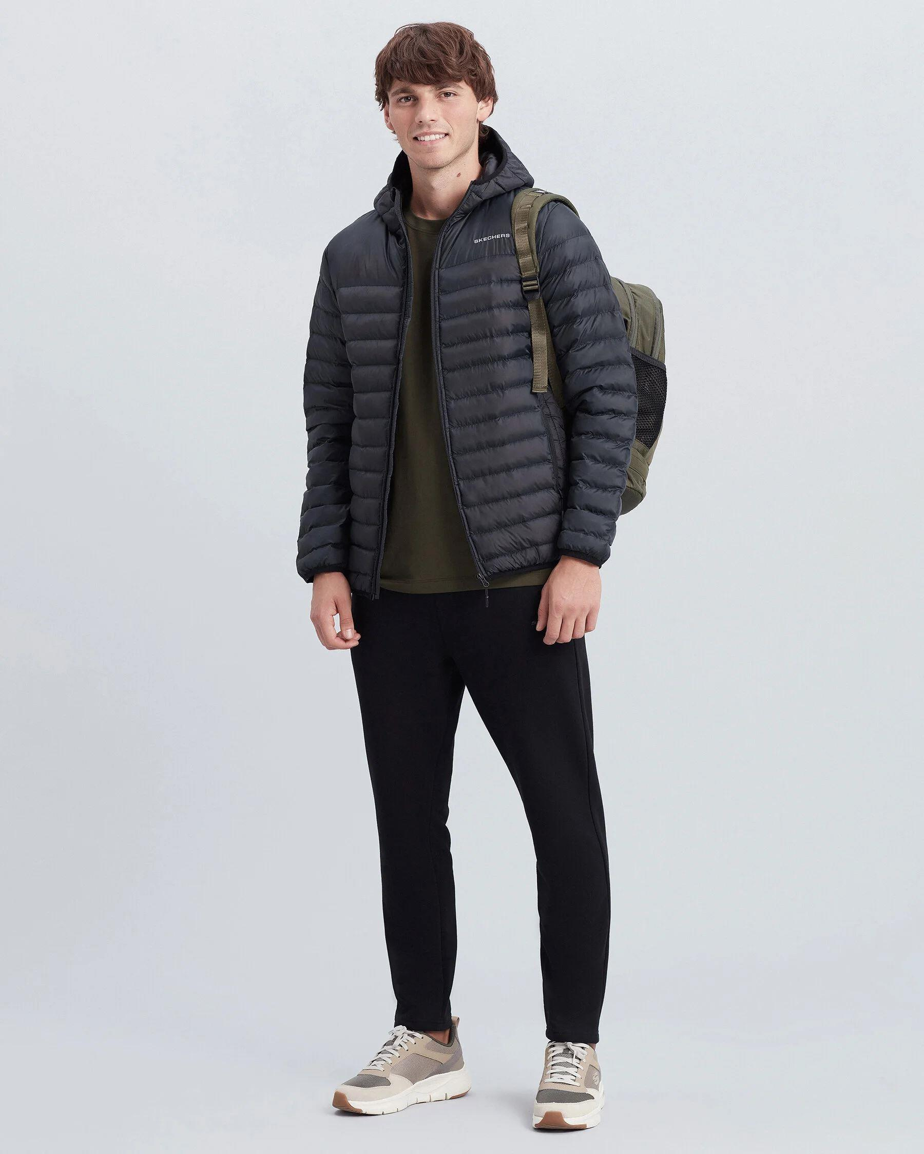 Skechers M Essential Hooded Jacket Erkek Siyah Mont