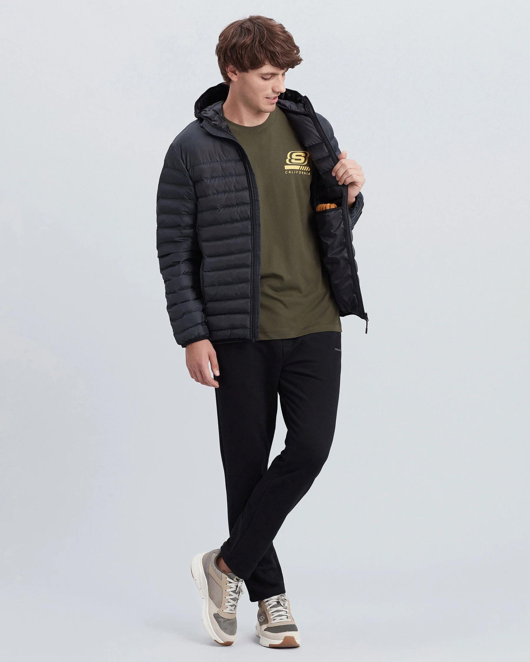Skechers M Essential Hooded Jacket Erkek Siyah Mont