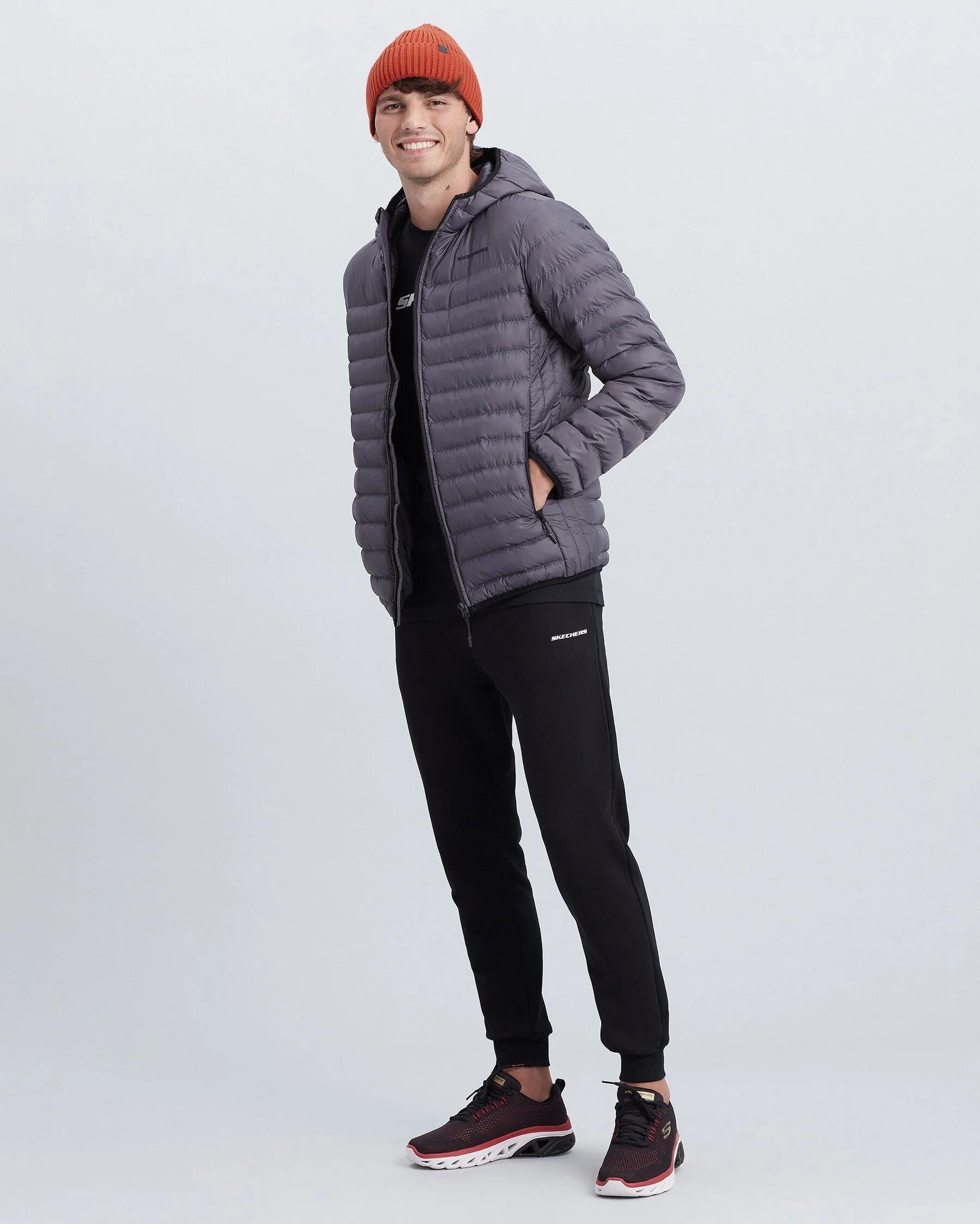 Skechers M Essential Hooded Jacket Erkek Koyu Gri Mont