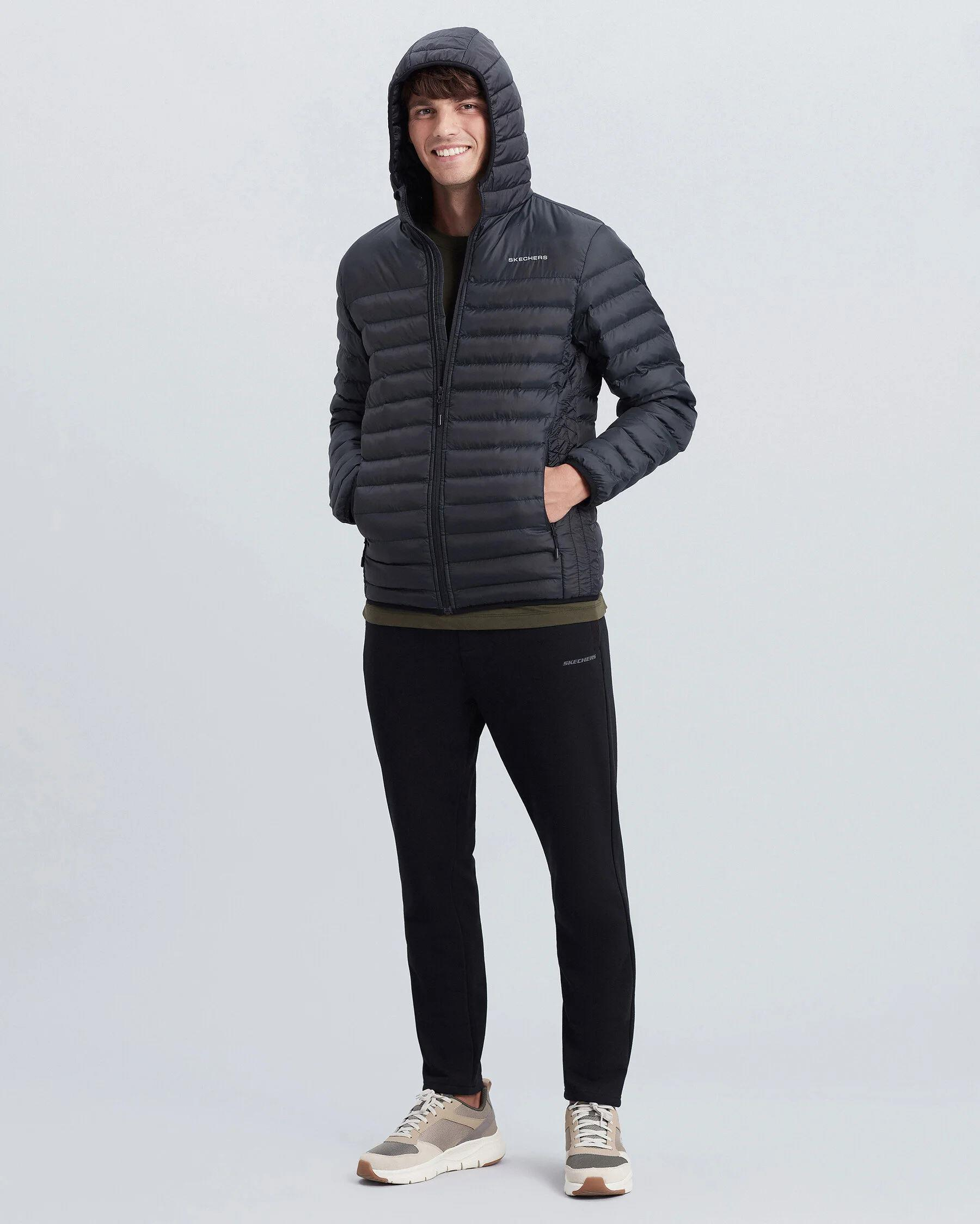 Skechers M Essential Hooded Jacket Erkek Siyah Mont