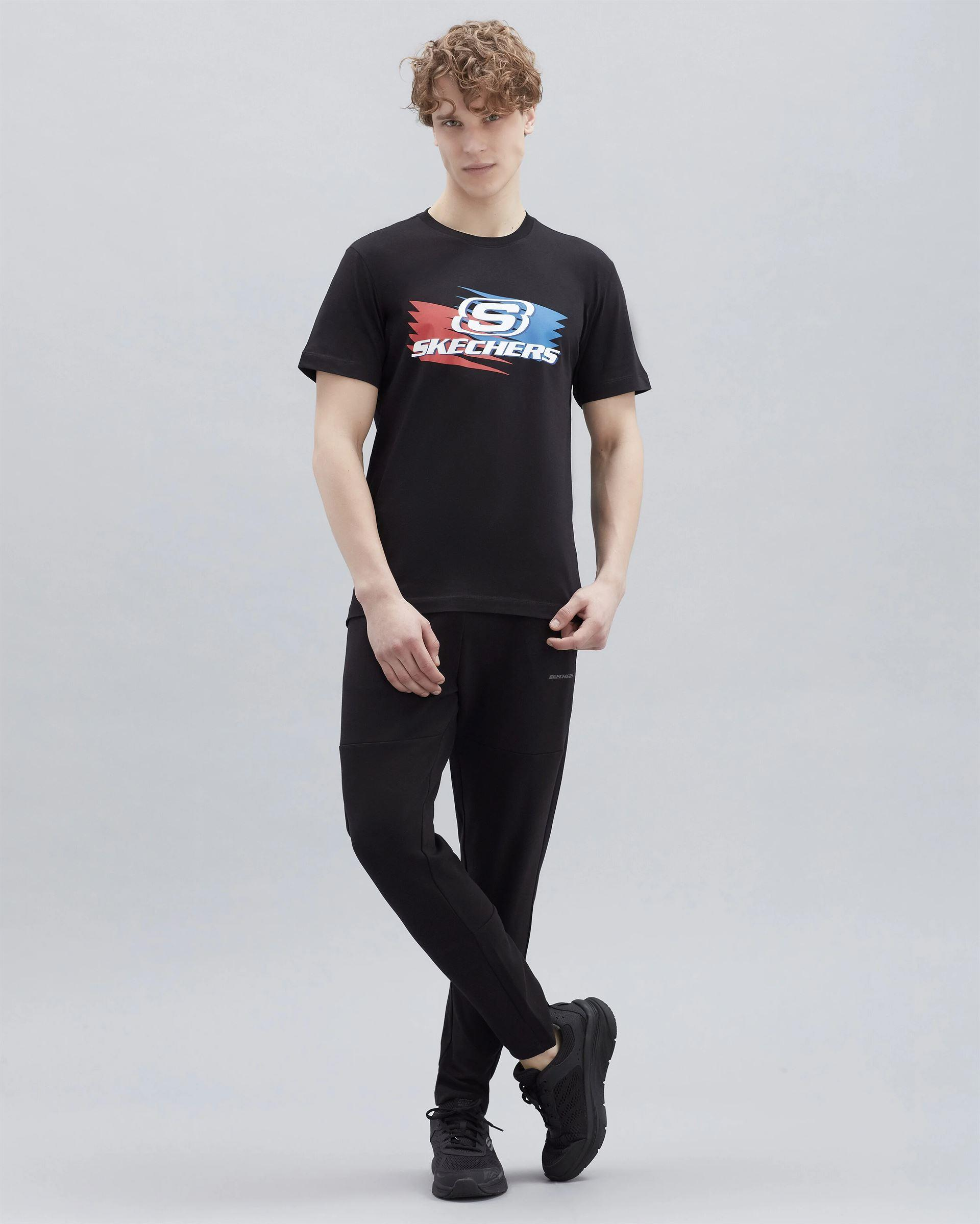 Skechers M Graphic Tee Big Logo T-Shirt Erkek Siyah Bisiklet Yaka Tshirt