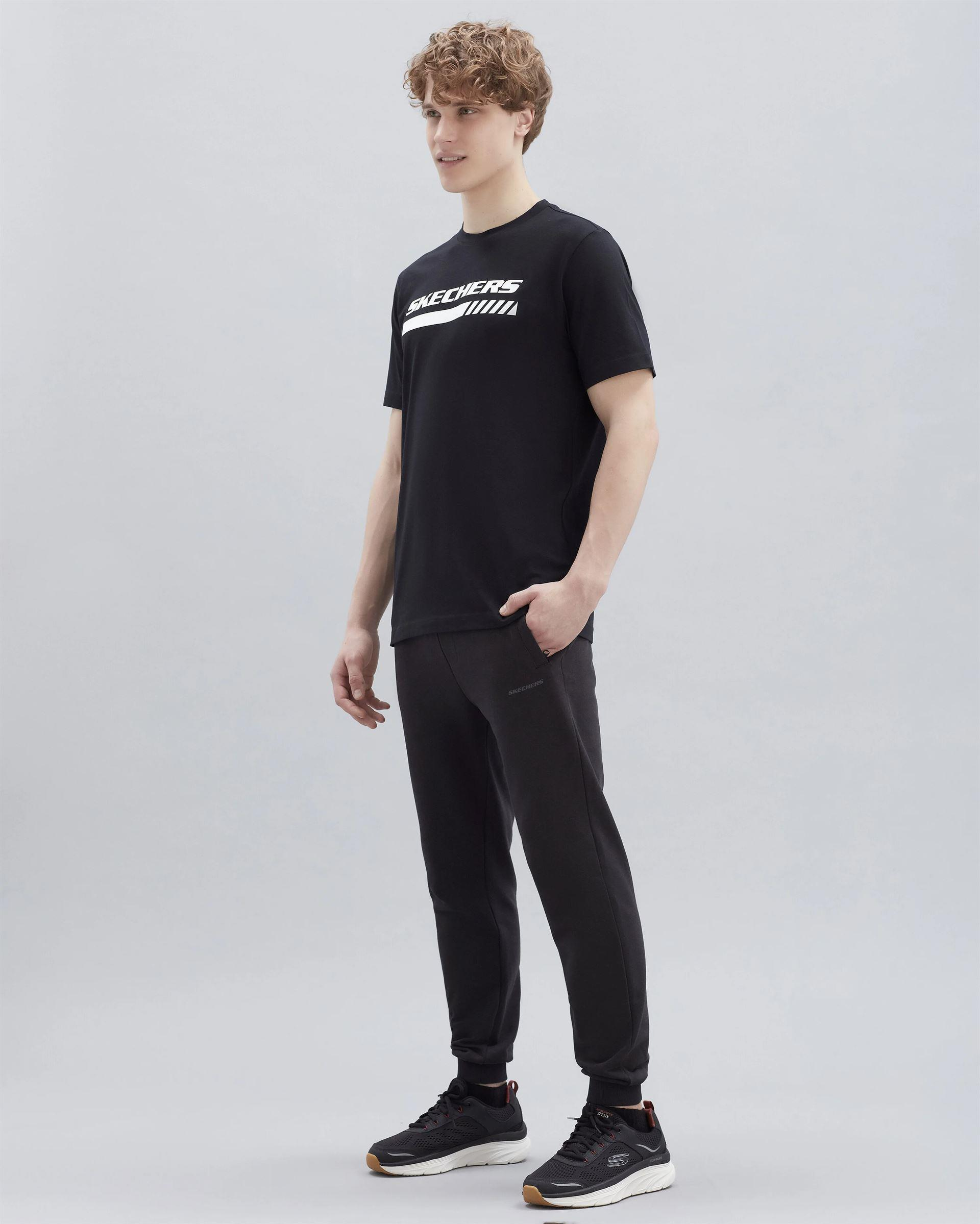 Skechers M Graphic Tee Big Logo T-Shirt Erkek Siyah Bisiklet Yaka Tshirt