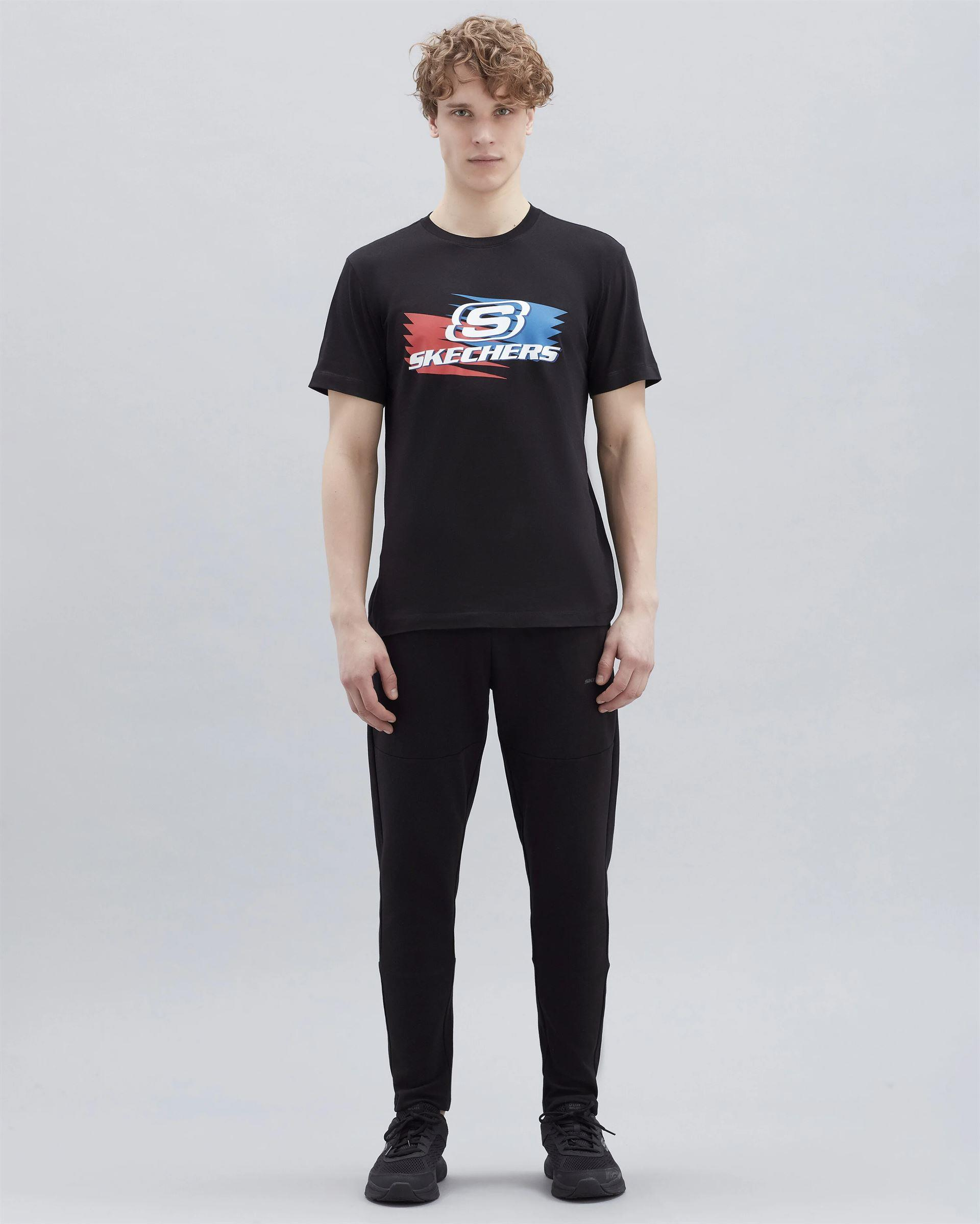 Skechers M Graphic Tee Big Logo T-Shirt Erkek Siyah Bisiklet Yaka Tshirt