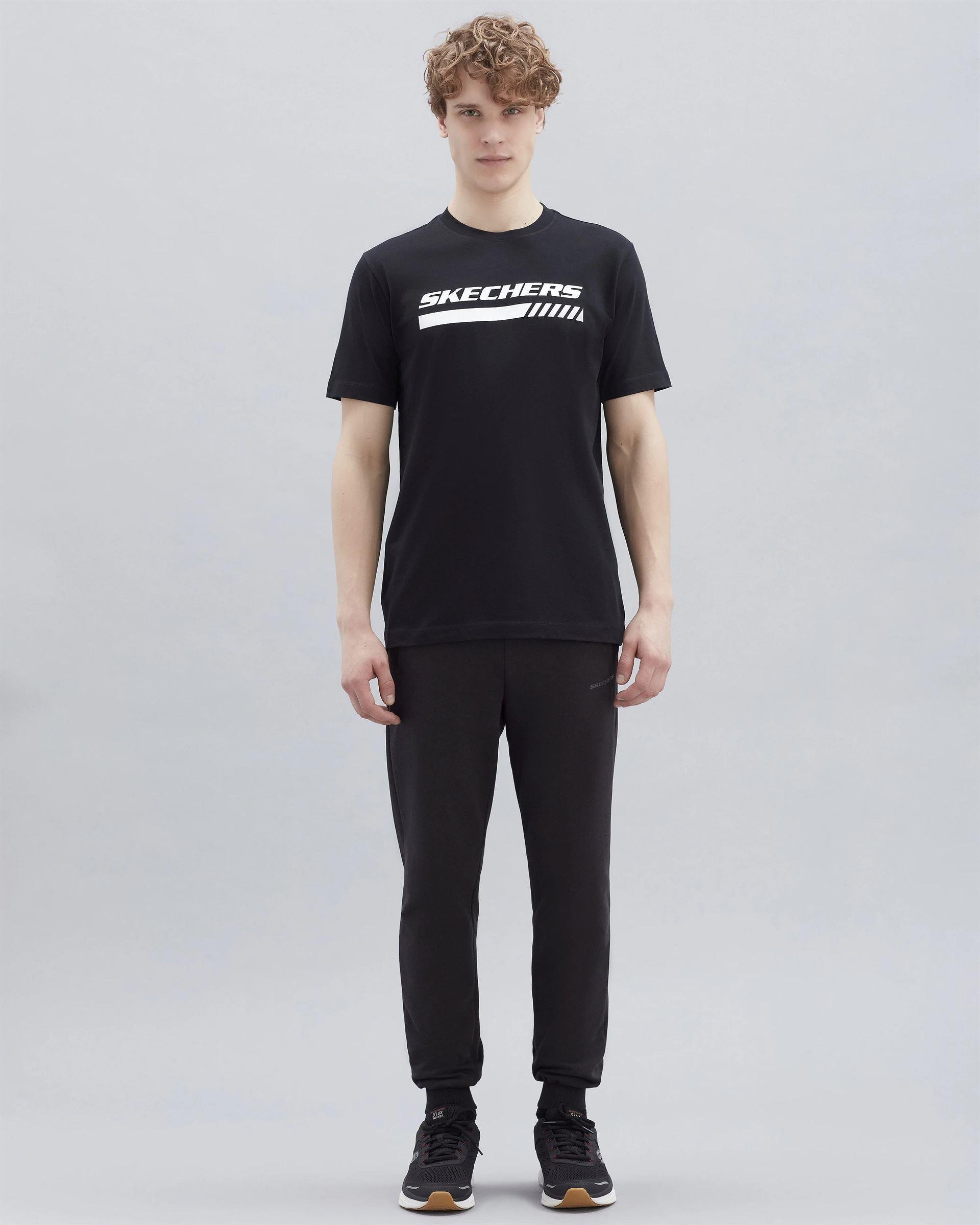 Skechers M Graphic Tee Big Logo T-Shirt Erkek Siyah Bisiklet Yaka Tshirt