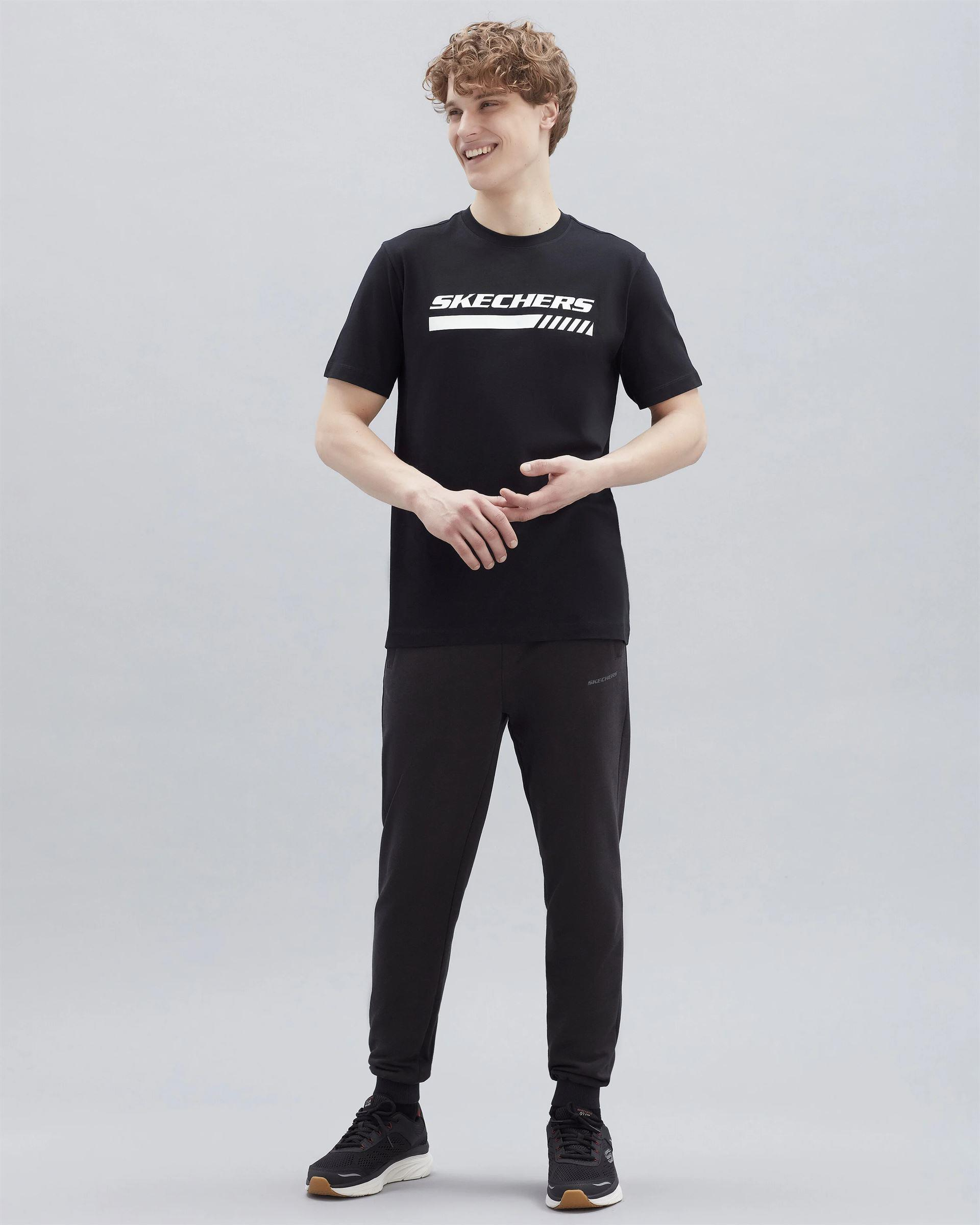 Skechers M Graphic Tee Big Logo T-Shirt Erkek Siyah Bisiklet Yaka Tshirt