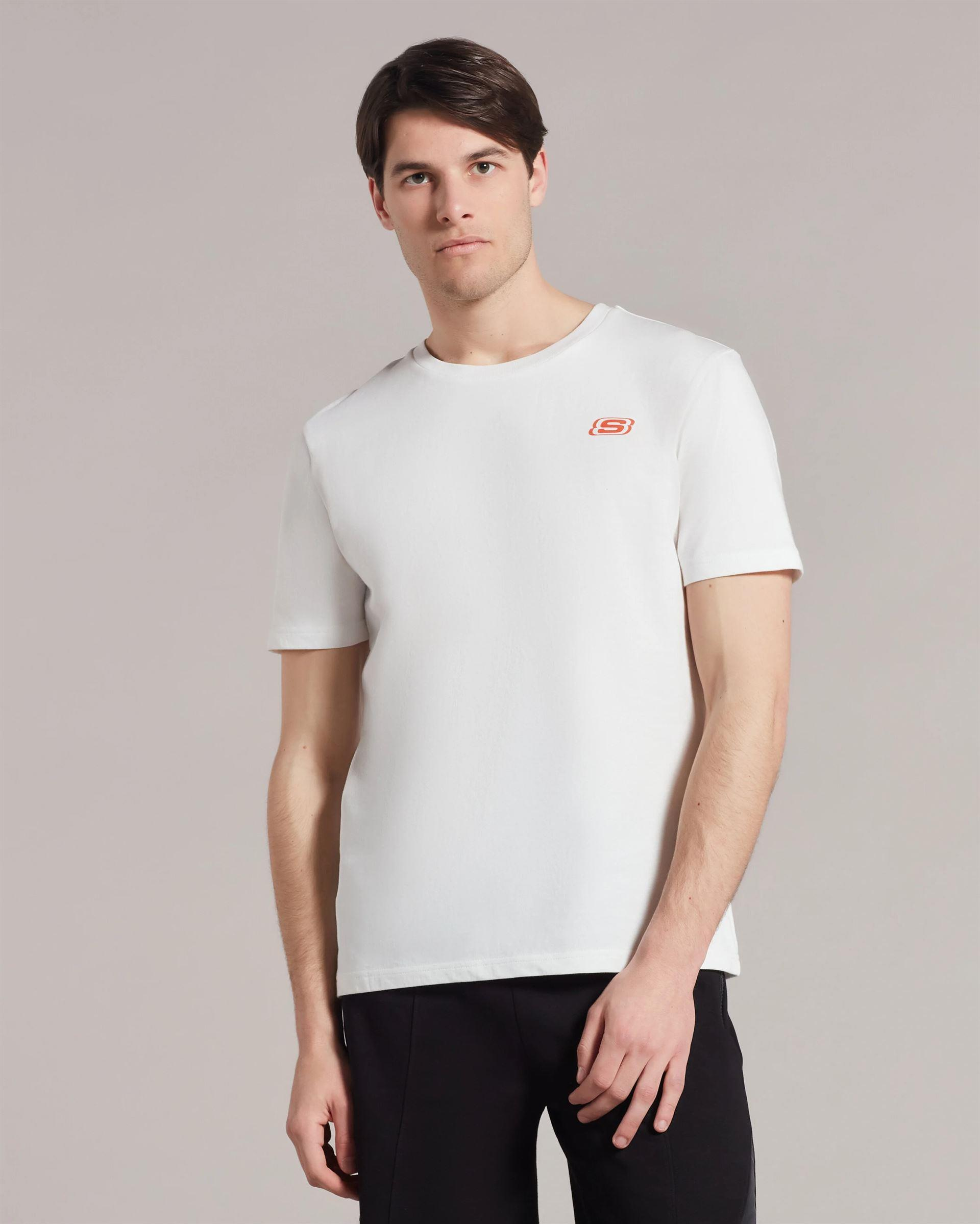 Skechers M Graphic Tee Crew Neck T-Shirt Erkek Beyaz Bisiklet Yaka Tshirt