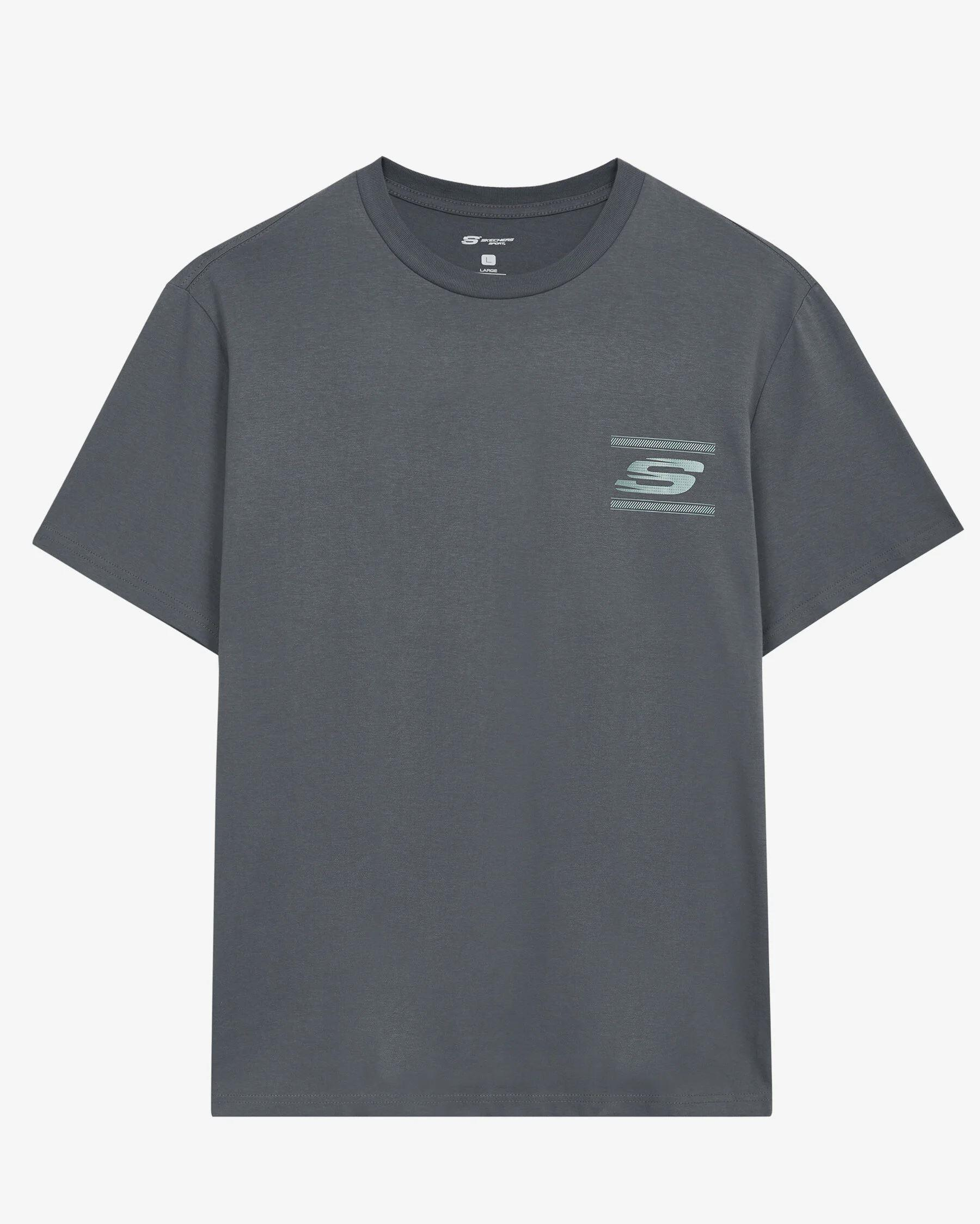 Skechers M Graphic Tee Crew Neck T-Shirt Erkek Koyu Gri Bisiklet Yaka Tshirt