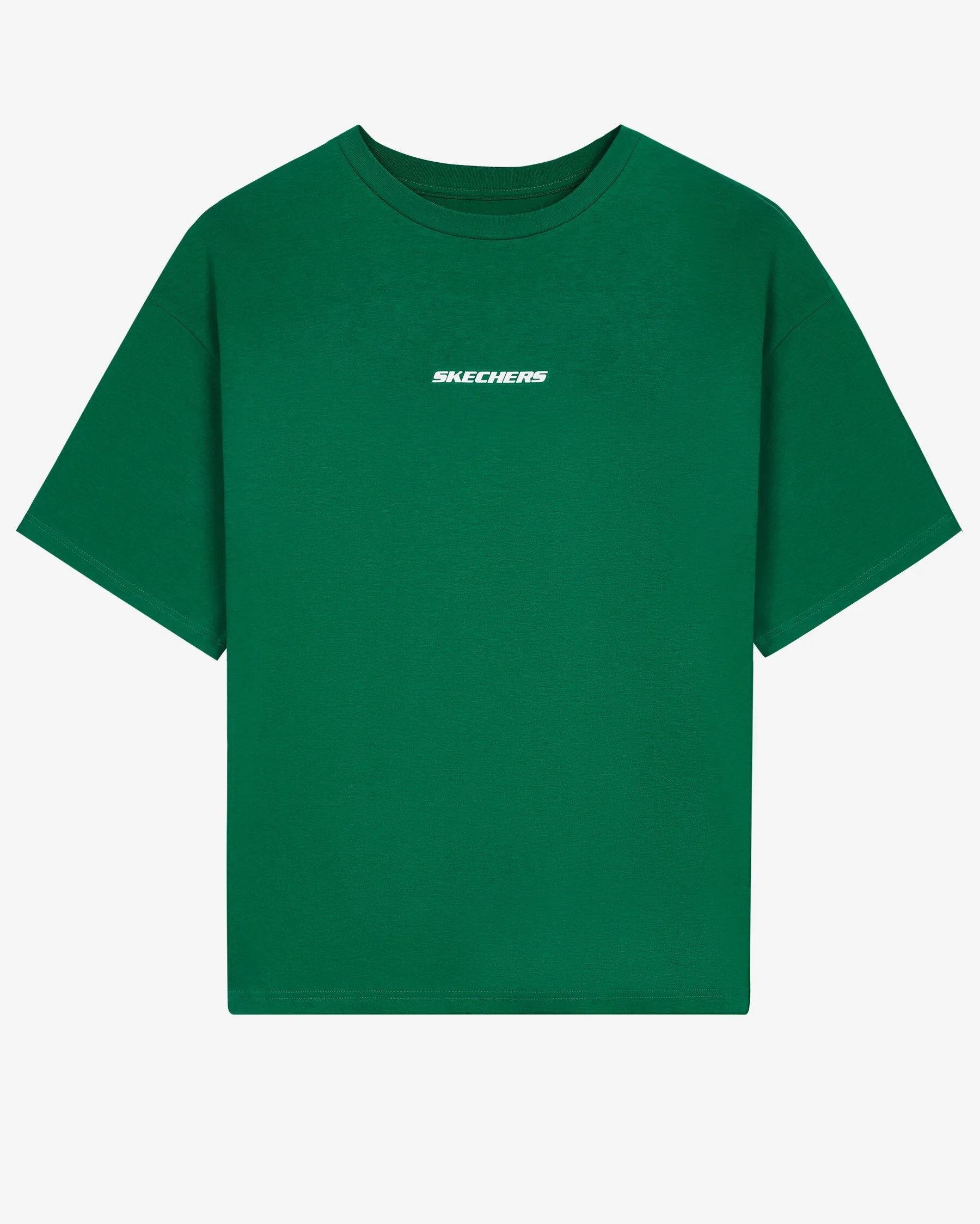 Skechers M Graphic Tee Oversize T-Shirt Erkek Yesil Bisiklet Yaka Tshirt