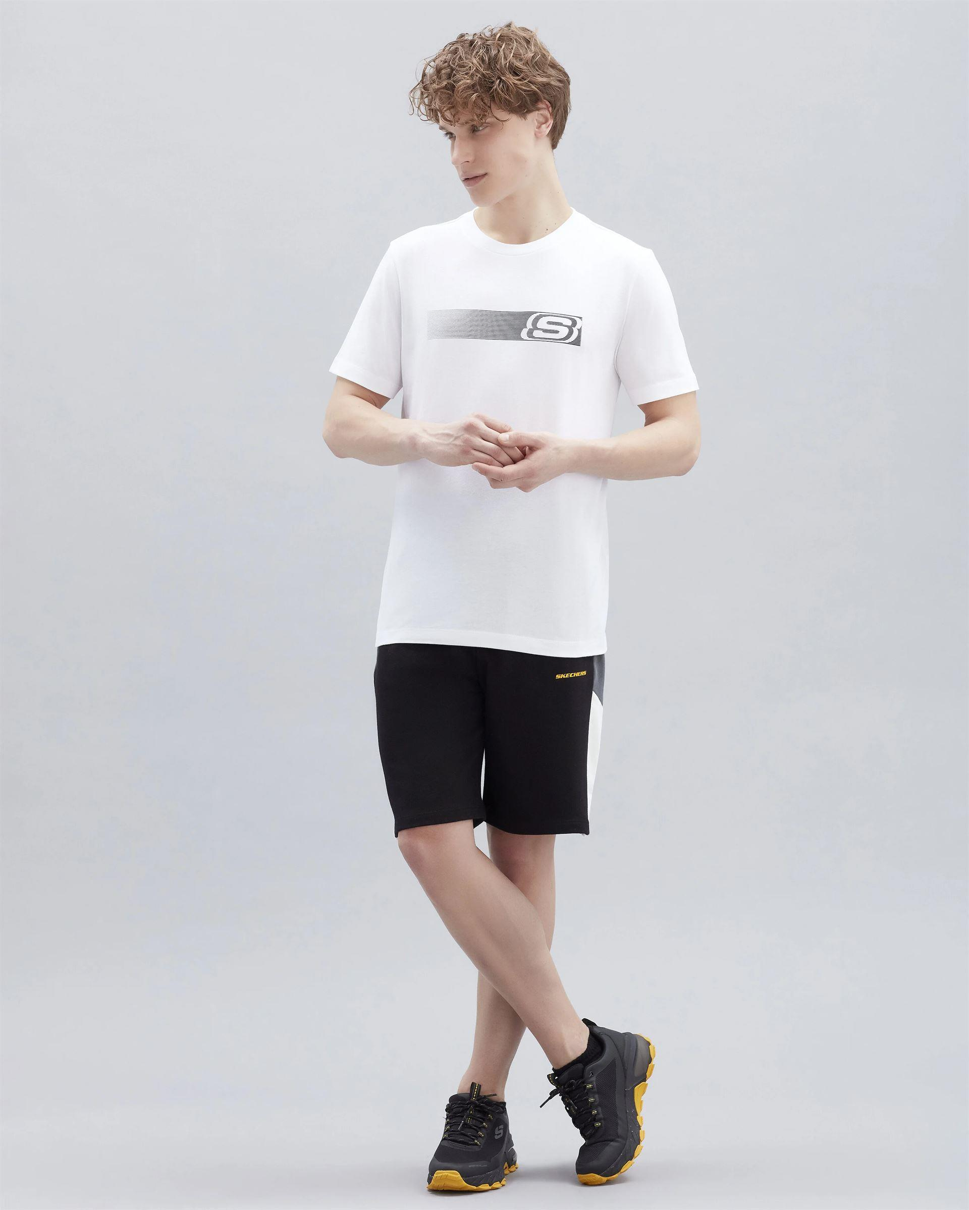 Skechers M Graphic Tee T-Shirt Erkek Beyaz Bisiklet Yaka Tshirt