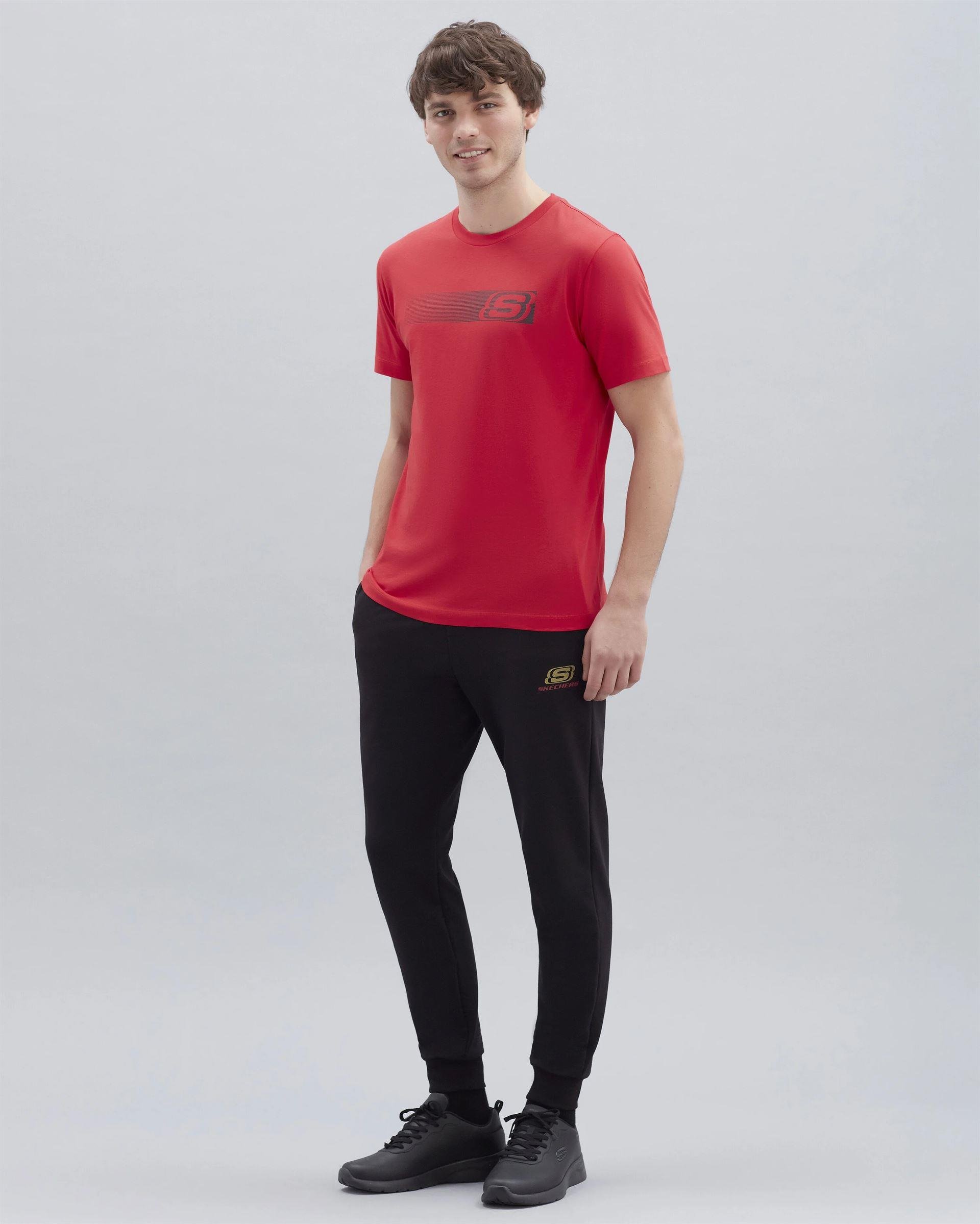 Skechers M Graphic Tee T-Shirt Erkek Kirmizi Bisiklet Yaka Tshirt
