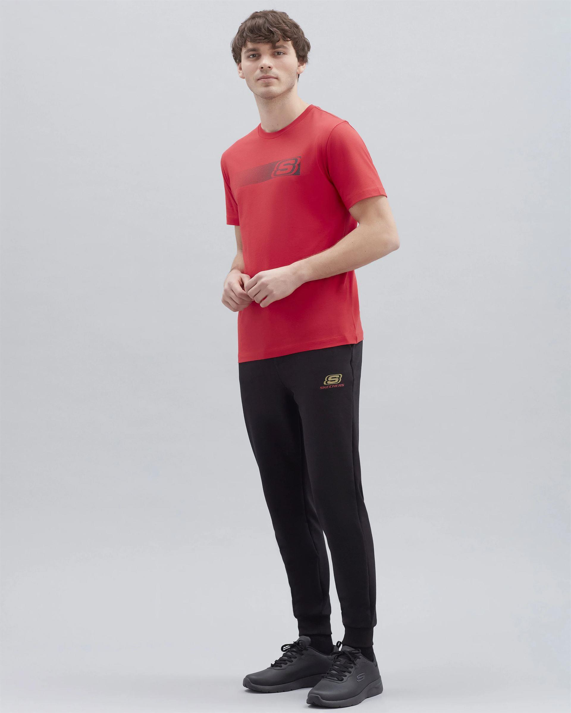 Skechers M Graphic Tee T-Shirt Erkek Kirmizi Bisiklet Yaka Tshirt
