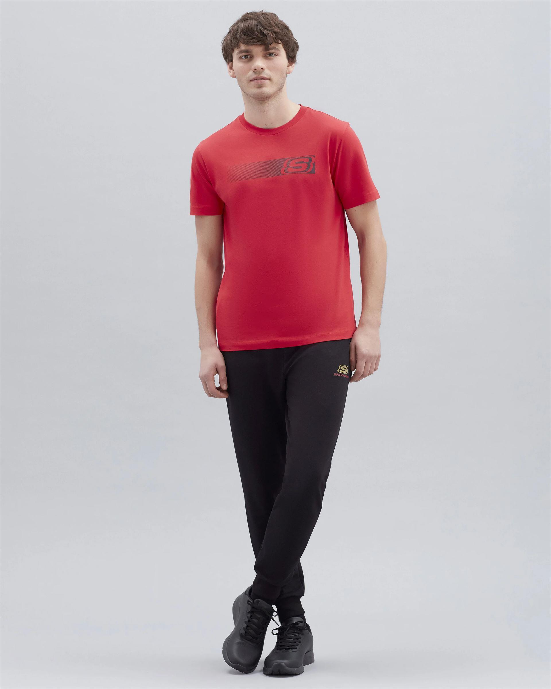 Skechers M Graphic Tee T-Shirt Erkek Kirmizi Bisiklet Yaka Tshirt
