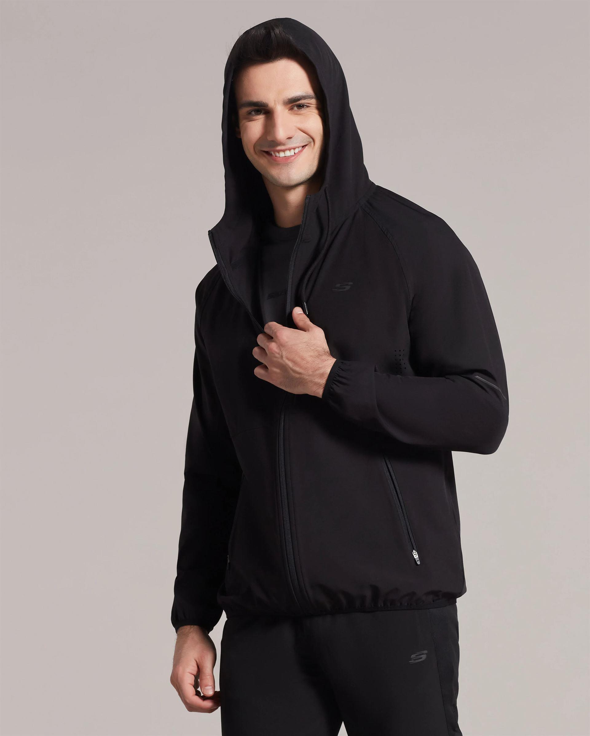 Skechers M Micro Collection Mesh Detail Full Zip Jacket Erkek Siyah Tam Fermuarlı Sweat