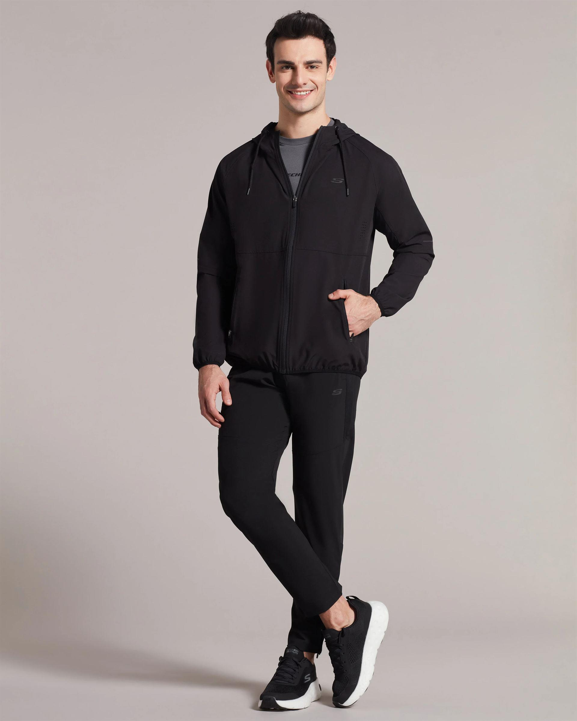 Skechers M Micro Collection Mesh Detail Full Zip Jacket Erkek Siyah Tam Fermuarlı Sweat