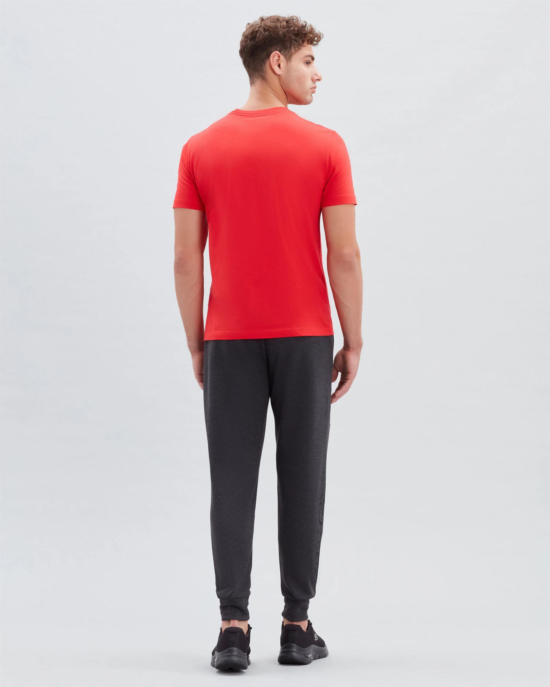 Skechers M New Basics Crew Neck T-Shirt Erkek Kirmizi Bisiklet Yaka Tshirt