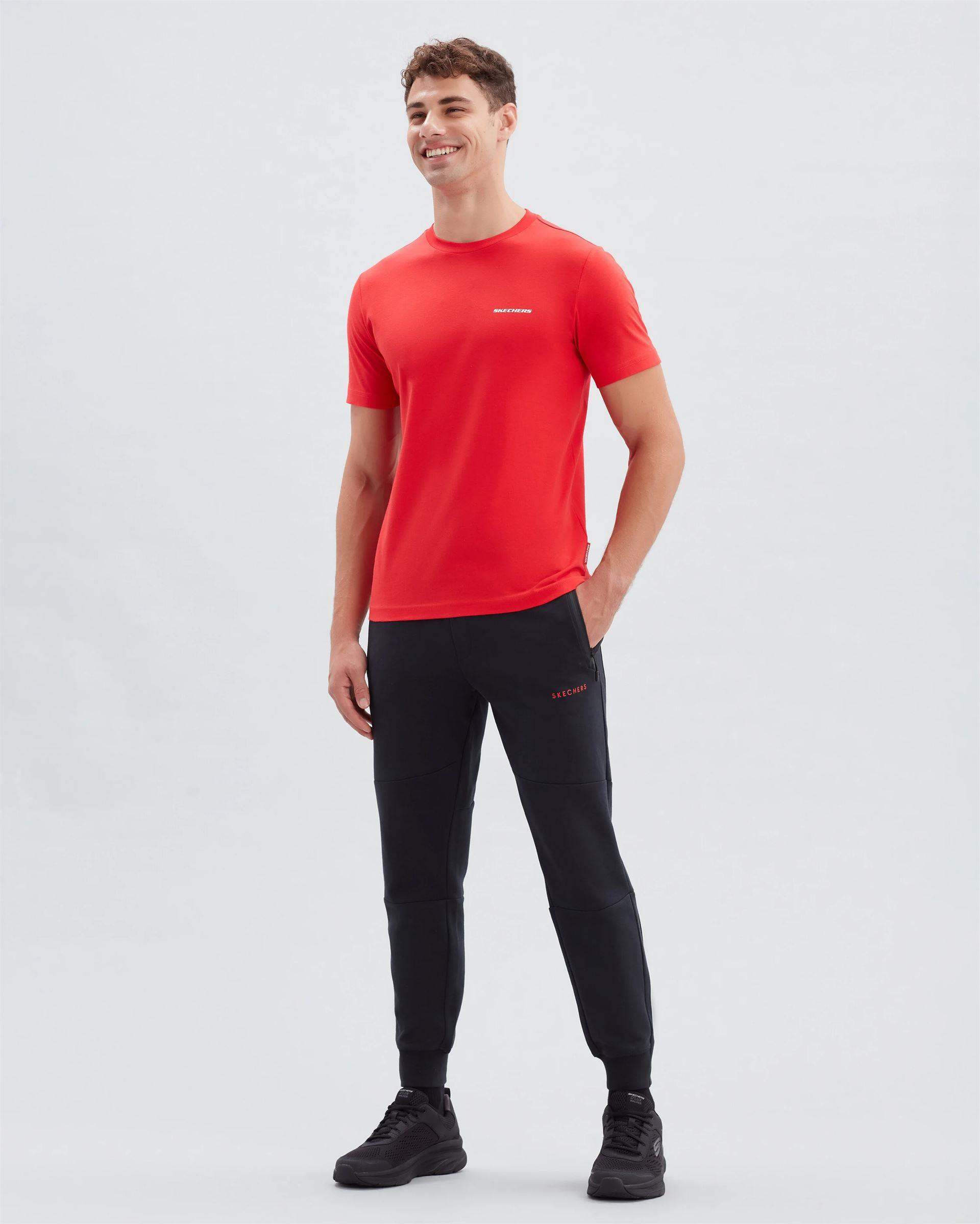 Skechers M New Basics Crew Neck T-Shirt Erkek Kirmizi Bisiklet Yaka Tshirt