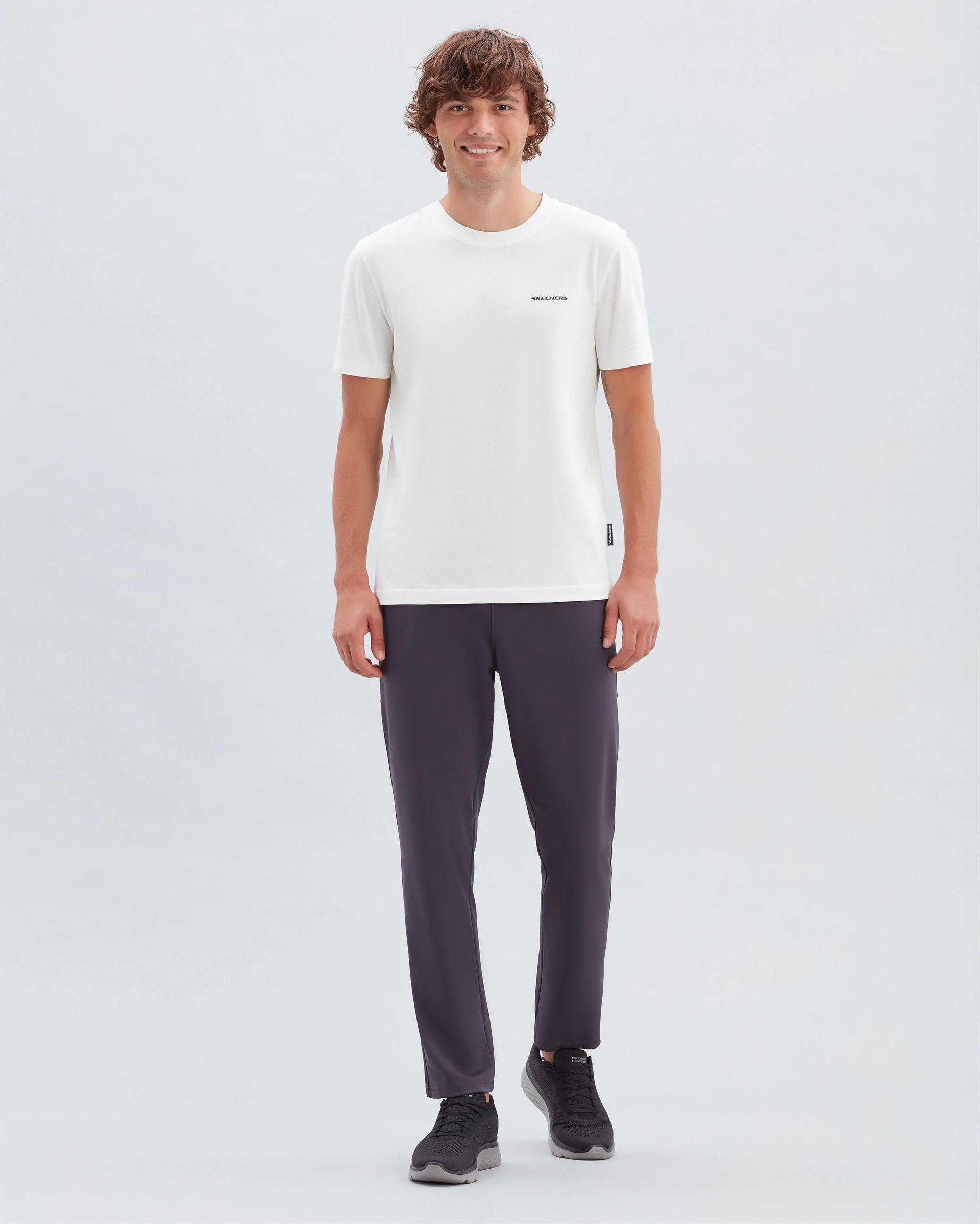Skechers M New Basics Crew Neck T-Shirt Erkek Beyaz Bisiklet Yaka Tshirt
