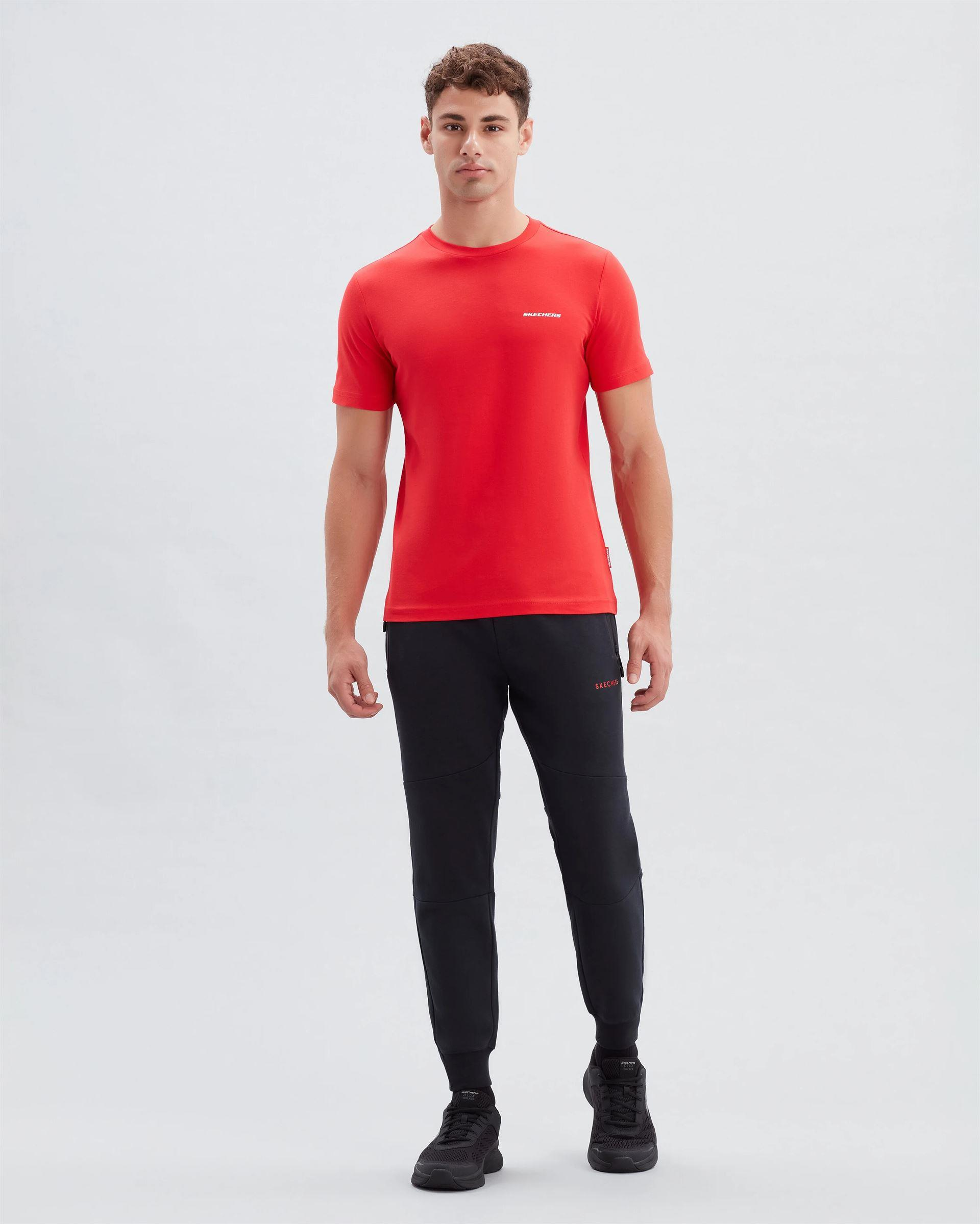 Skechers M New Basics Crew Neck T-Shirt Erkek Kirmizi Bisiklet Yaka Tshirt