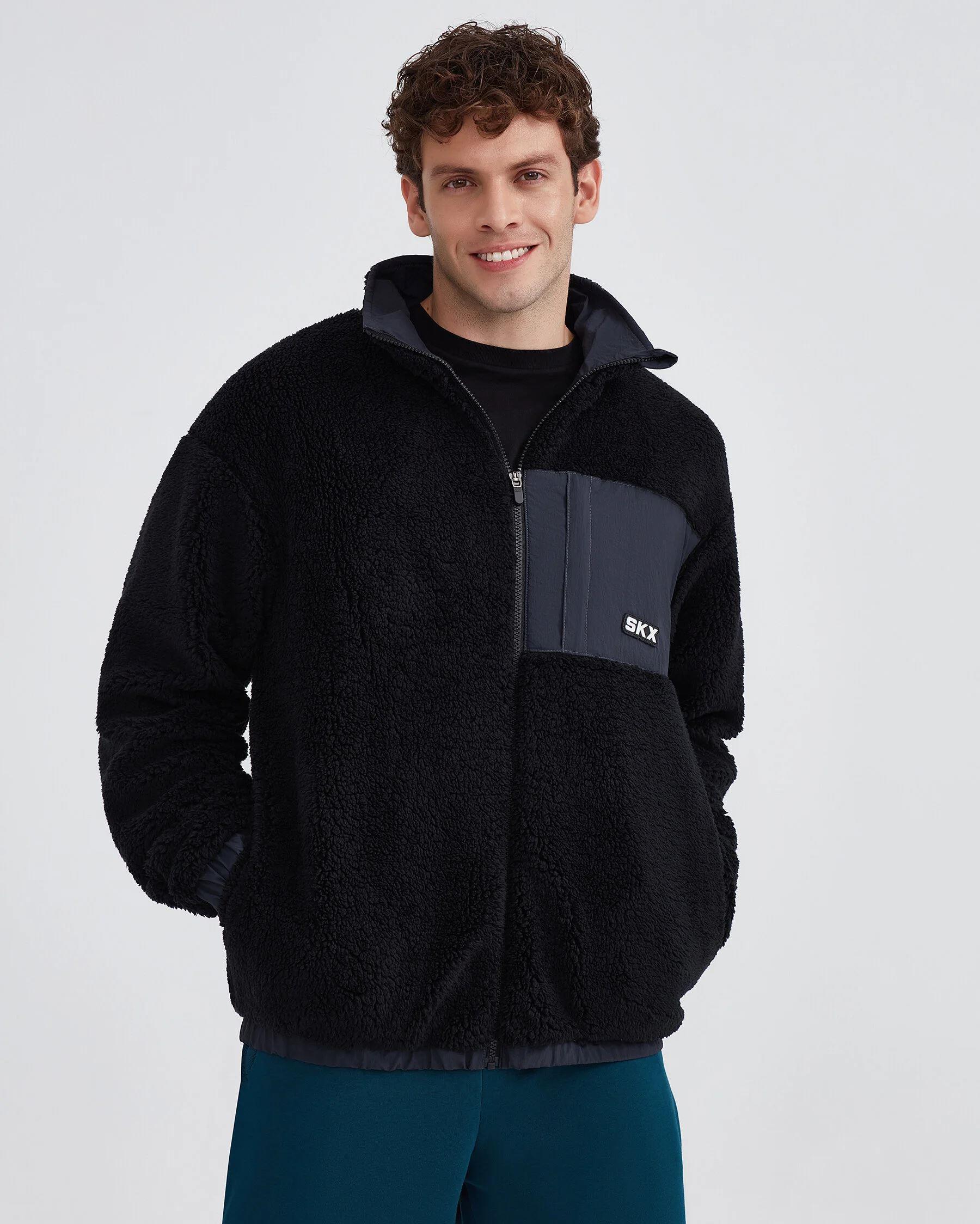 Skechers M Outdoor Fleece Full Zip Sherpa Erkek Siyah Polar