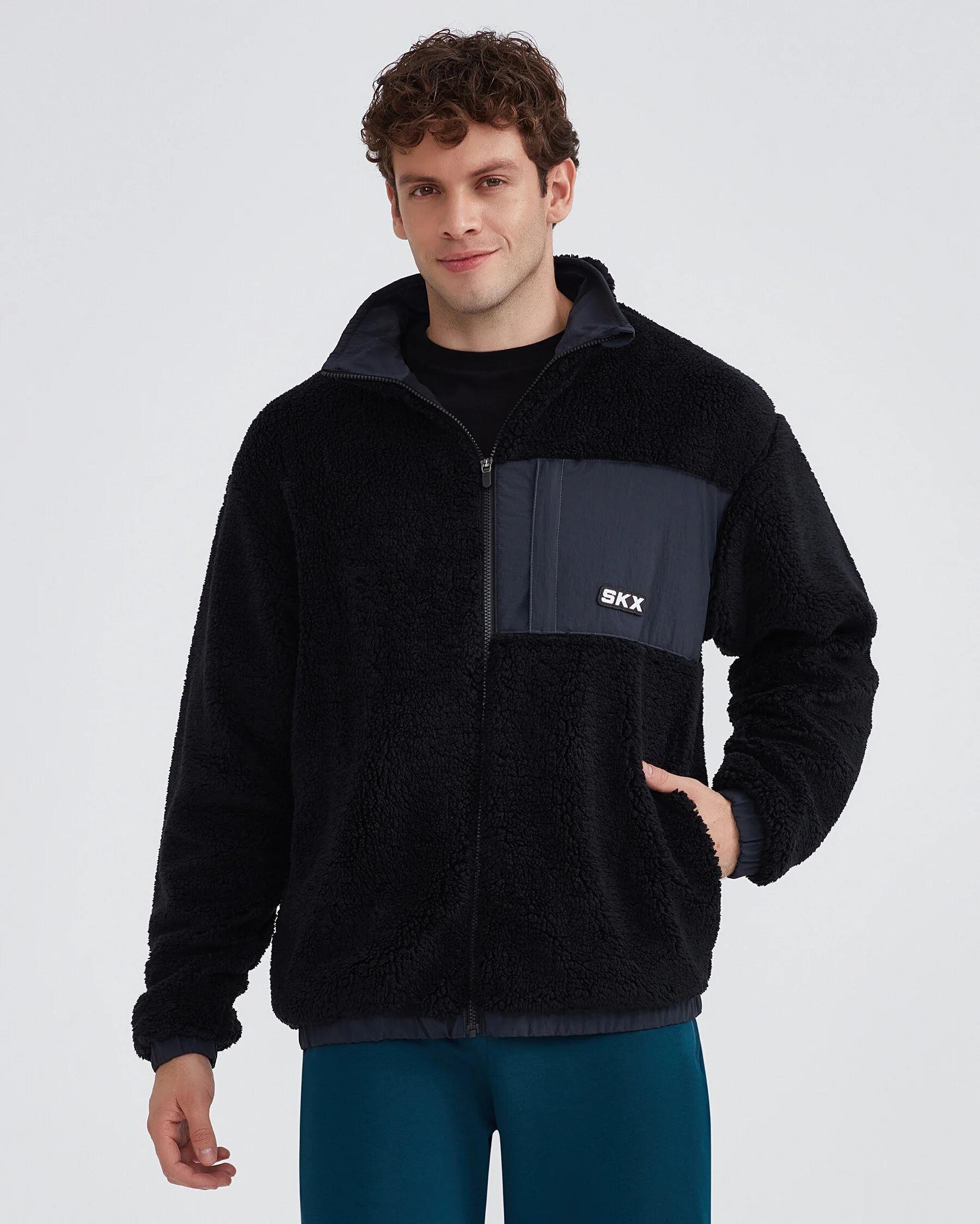Skechers M Outdoor Fleece Full Zip Sherpa Erkek Siyah Polar