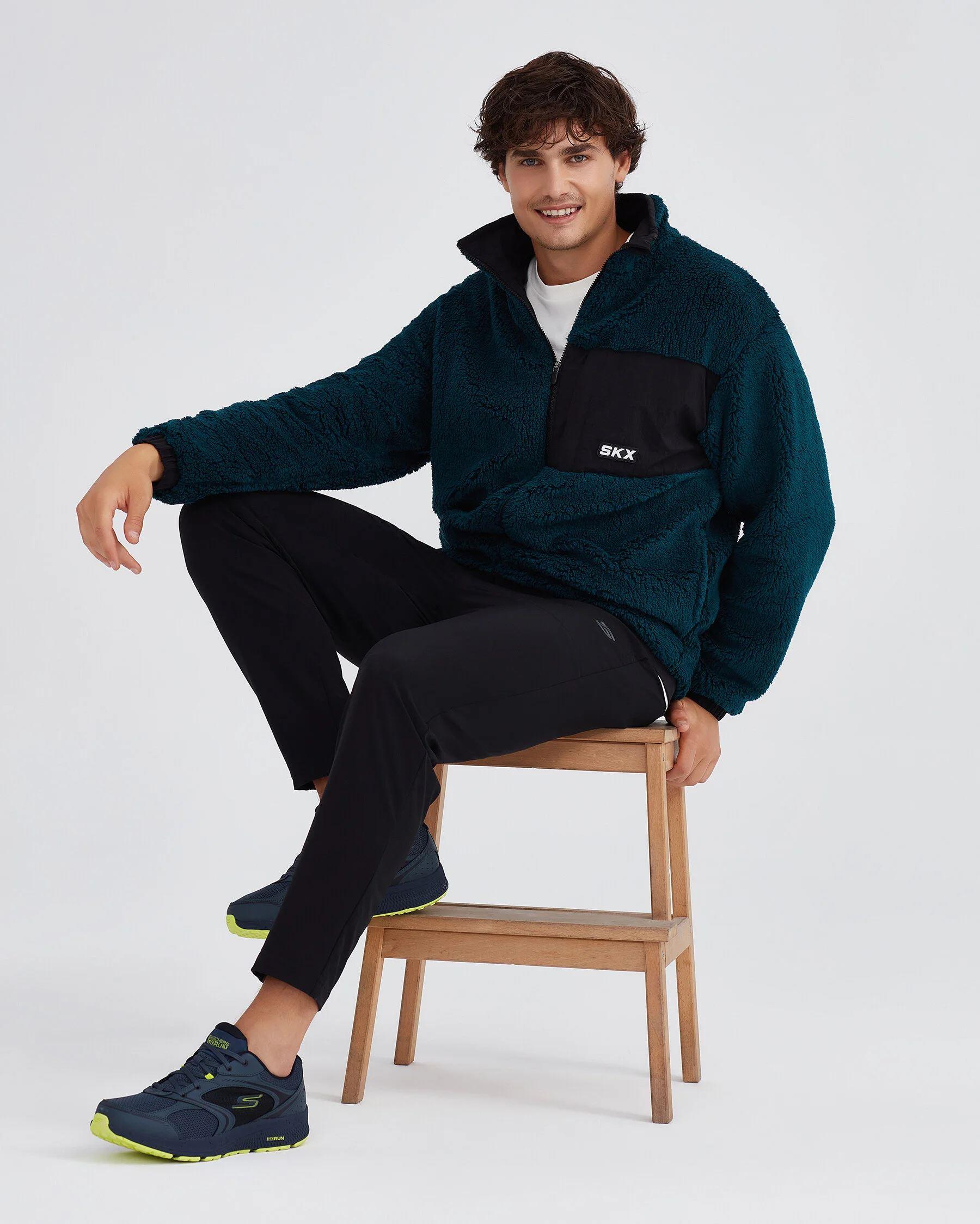 Skechers M Outdoor Fleece Full Zip Sherpa Erkek Lacivert Polar
